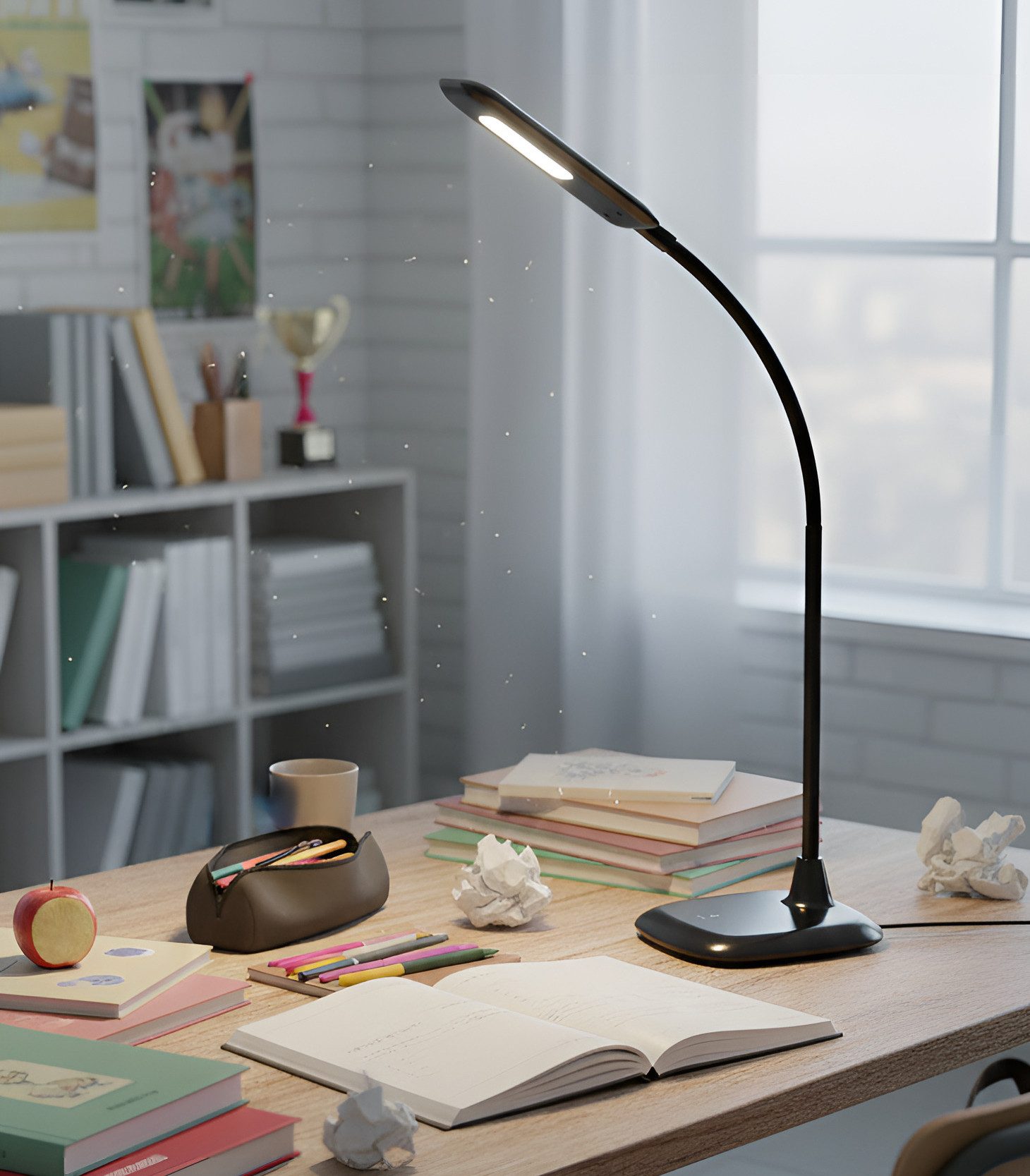 Brilliant LED Schreibtischlampe "Nele" flexible Tischleuchte 3 Stufen Touch Dimmer, Leselampe, Lampe, Dimmer, LED fest integriert, Schreibtischleuchte, Nachttischlampe, Leuchte