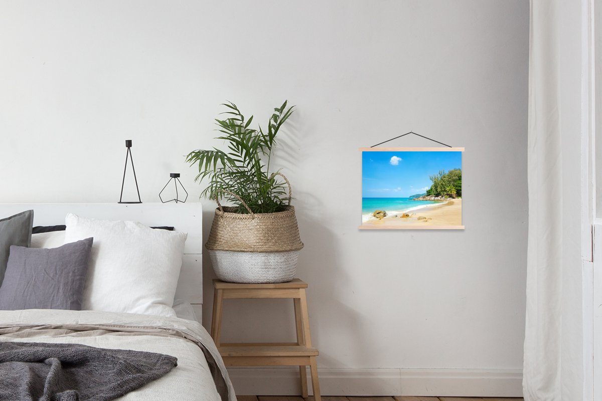 MuchoWow Poster Strand - Meer - Pflanzen Wohnzimmer, Textilposter St), Posterleiste, Tropisch, (1 für Bilderleiste, - Magnetisch