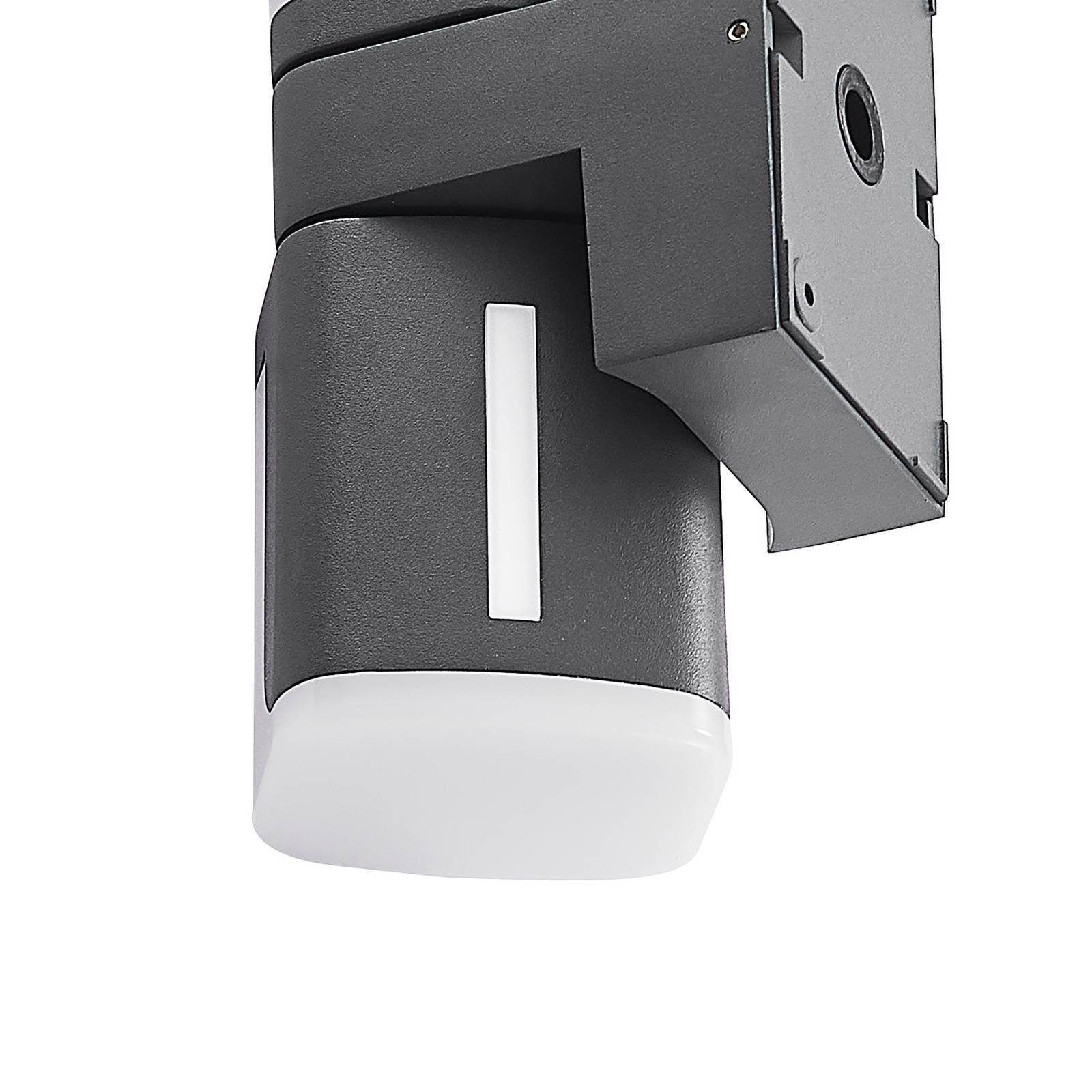 Lindby LED Außen-Wandleuchte (RAL fest dunkelgrau warmweiß, LED-Leuchtmittel weiß, Jasiah, flammig Modern, 7016), 2 Kunststoff, Aluminium, verbaut
