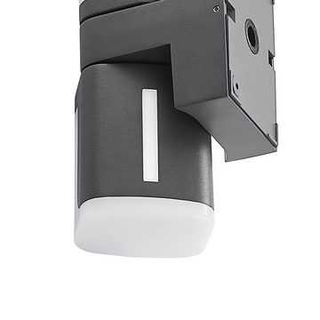 Lindby LED Außen-Wandleuchte Jasiah, LED-Leuchtmittel fest verbaut, warmweiß, Modern, Aluminium, Kunststoff, dunkelgrau (RAL 7016), weiß, 2 flammig