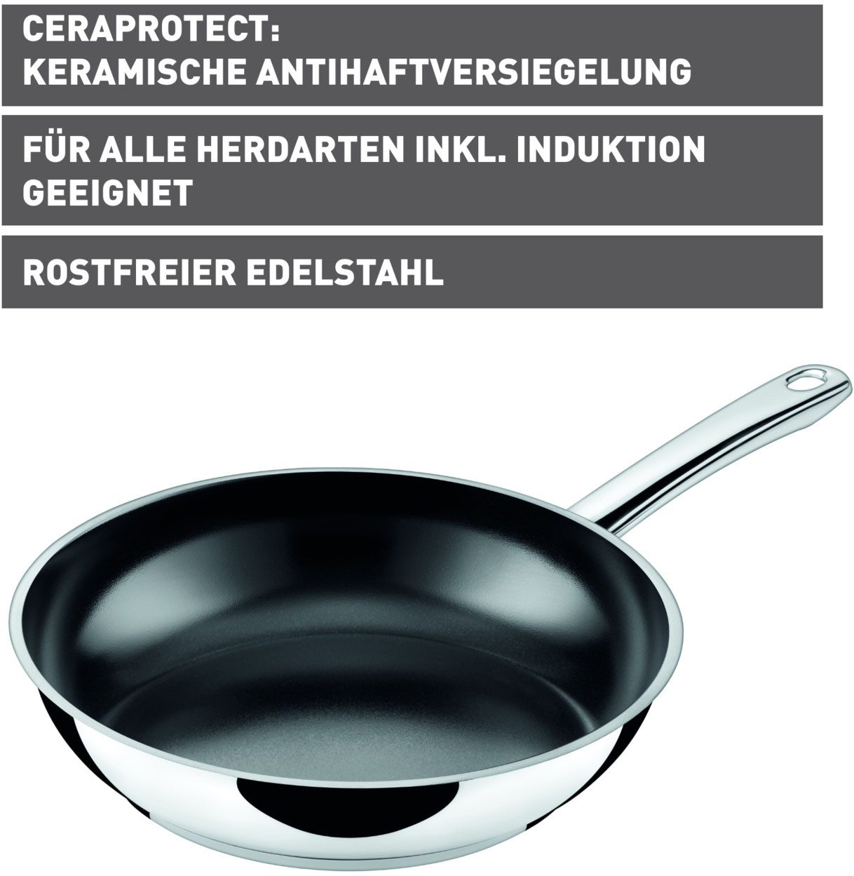 Silit Bratpfanne Talis, induktionsgeeignete Pfanne, Cromargan® Edelstahl Rostfrei 18/10 (1-tlg), mit keramischer Beschichtung, für alle Herdarten geeignet