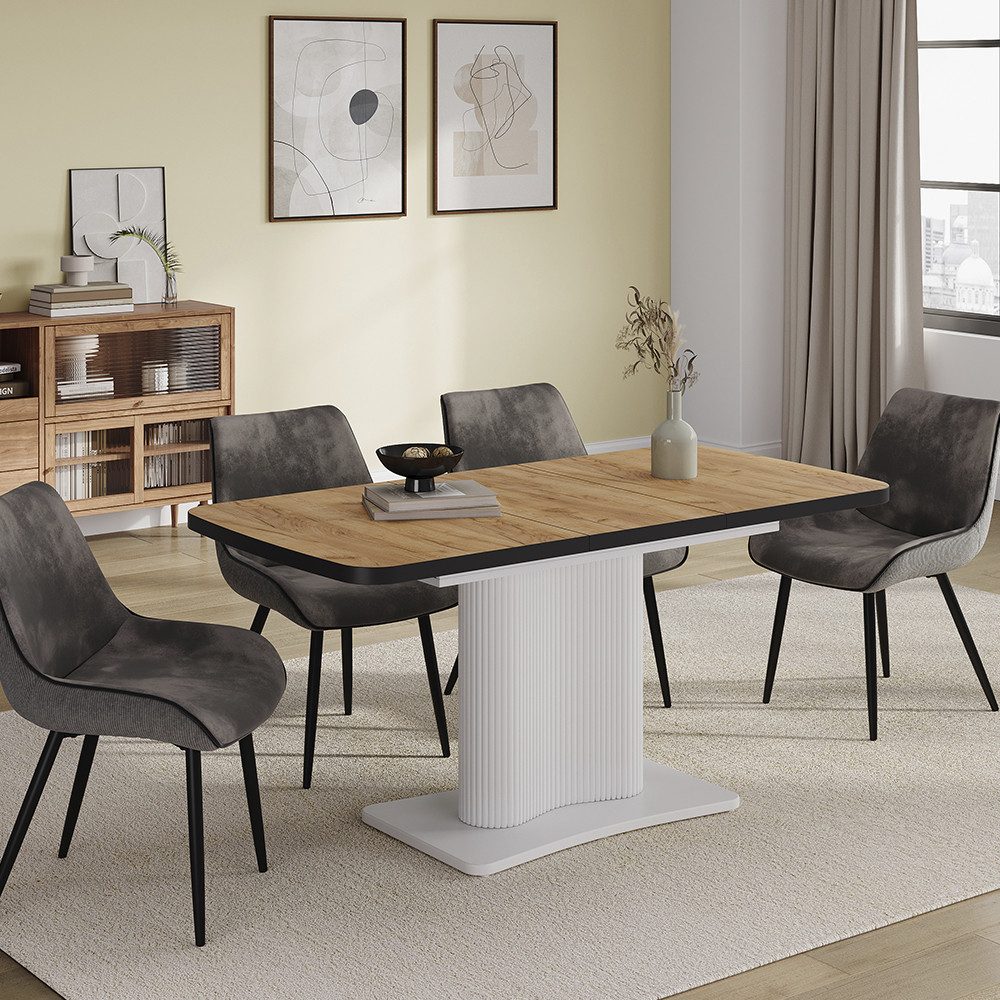 Vicco Esstisch Fenaro, Schwarz/Weiß/Weiß, 120 x 80 cm ausziehbar (1-St)