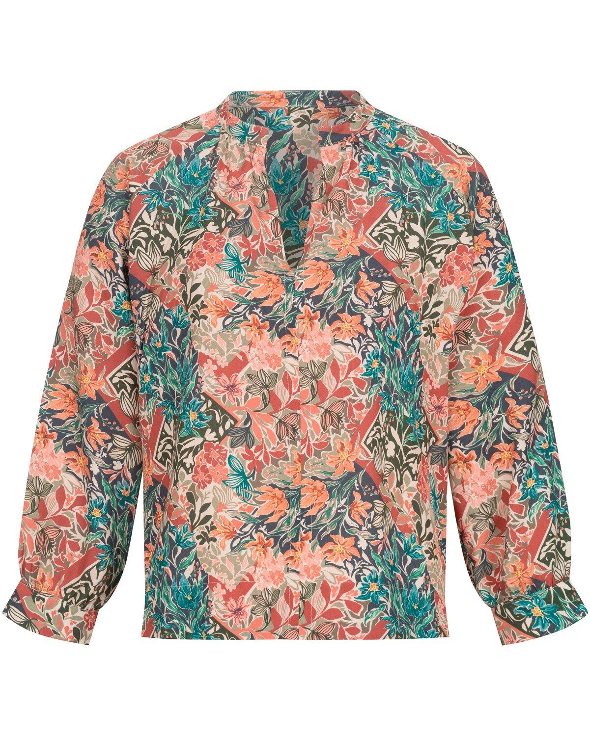 Langarmbluse V-Bluse Bruna mit Allover-Muster