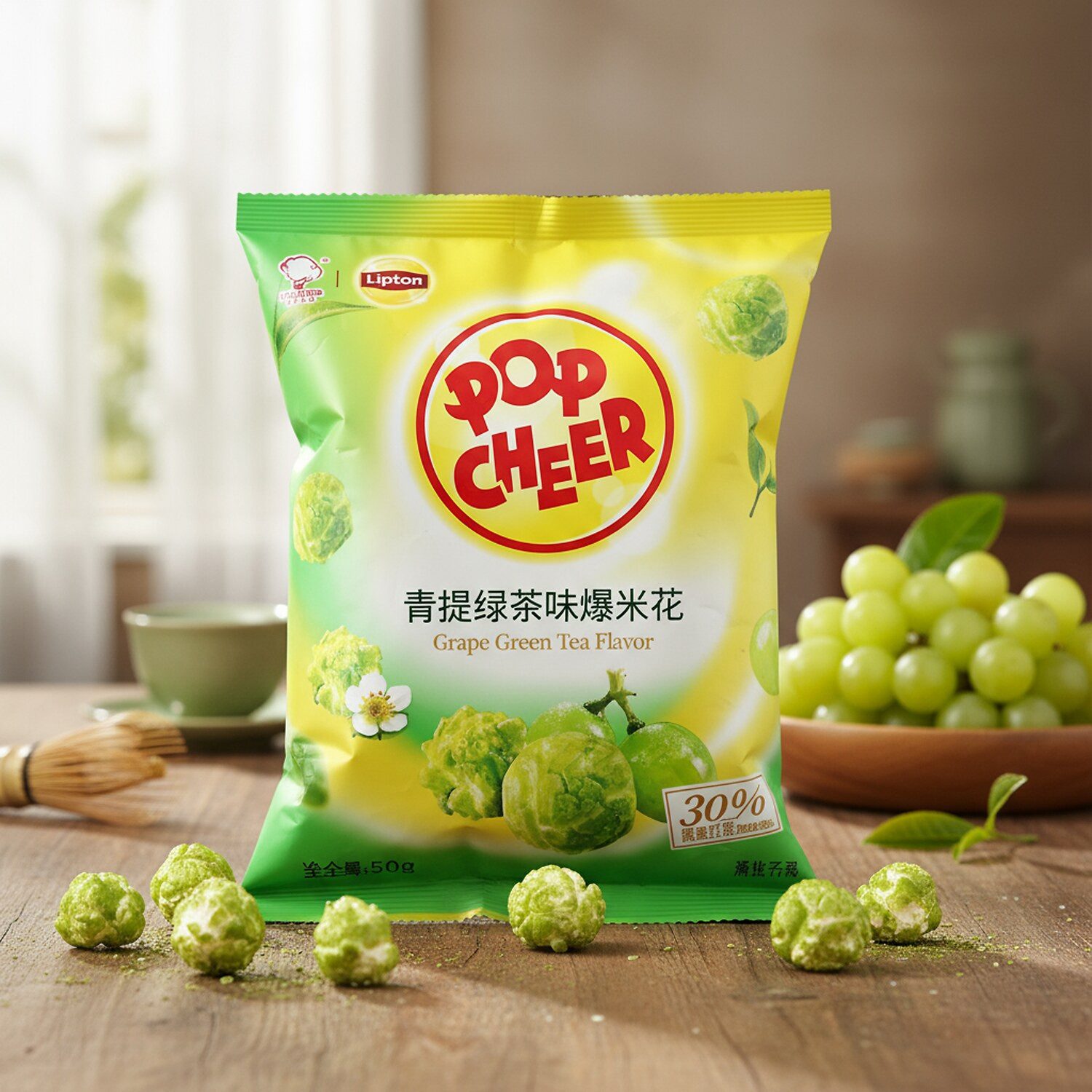 Tee, 1 x 50 g, × Lipton – Grape Green Tea Popcorn, Asiatisches Trend-Popcorn