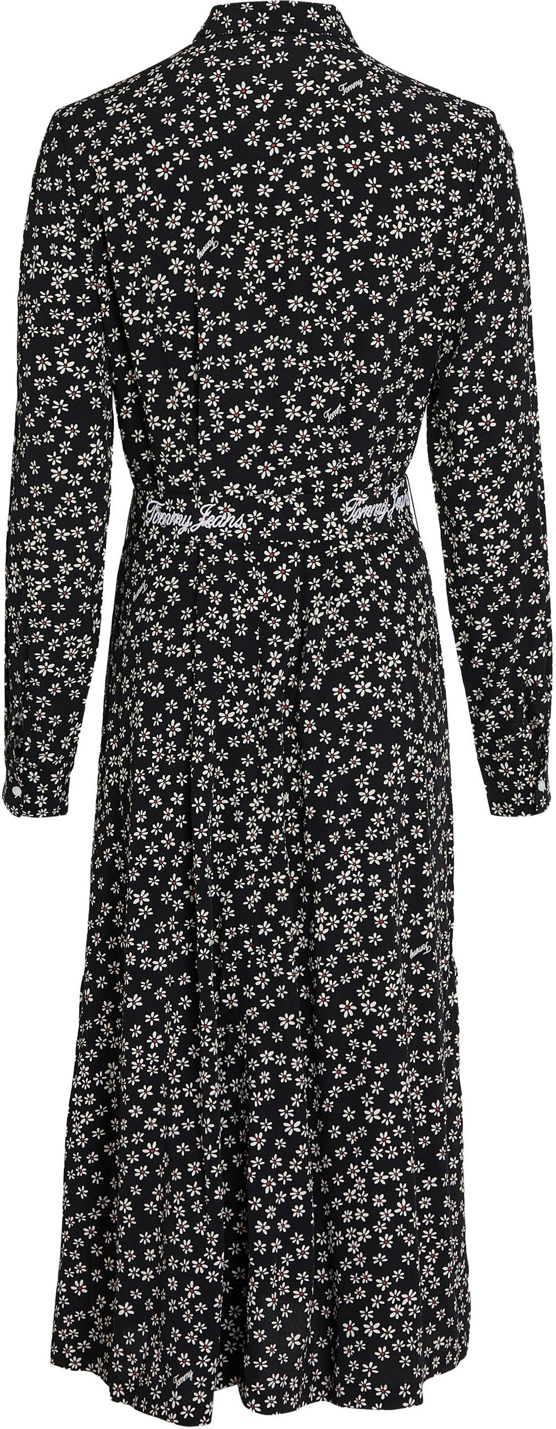 Tommy Jeans Curve Shirtkleid TJW DITSY allover EXT Print mit Logo Millefleur DRESS & BELTED MIDI