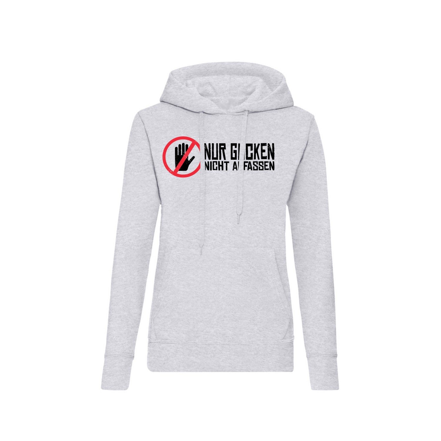 Blondie & Brownie Hoodie NurGucken Damen Hoodie Lustiger Spruch Print Nicht anfassen Typografie (Einzelstück, Einzelartikel) NurGucken Damen Hoodie Warnspruch Print
