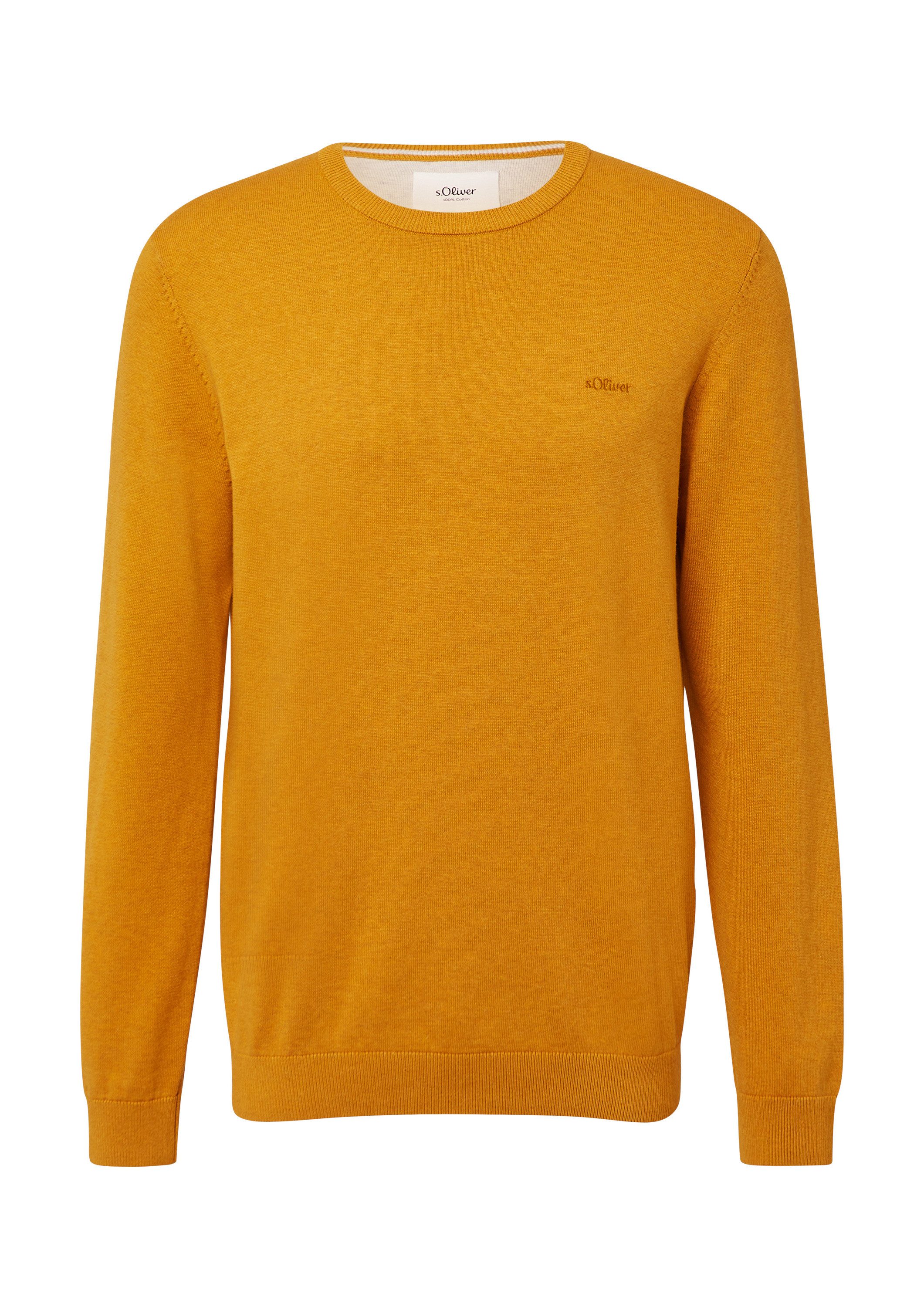 s.Oliver Longpullover Strickpullover Baumwollpullover mit Logo-Stickerei günstig online kaufen