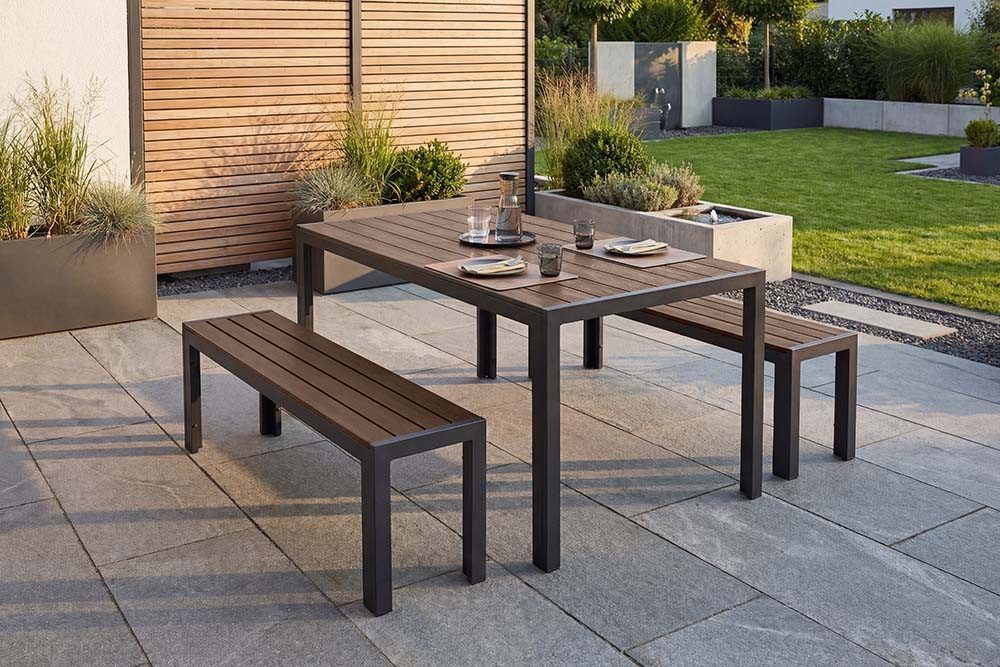 riess-ambiente Gartentisch DESIGNO 150cm dunkelbraun / schwarz (Einzelartikel, 1-St), wetterfest · Aluminium · Outdoor · Terrasse · bis 4 Personen · Design