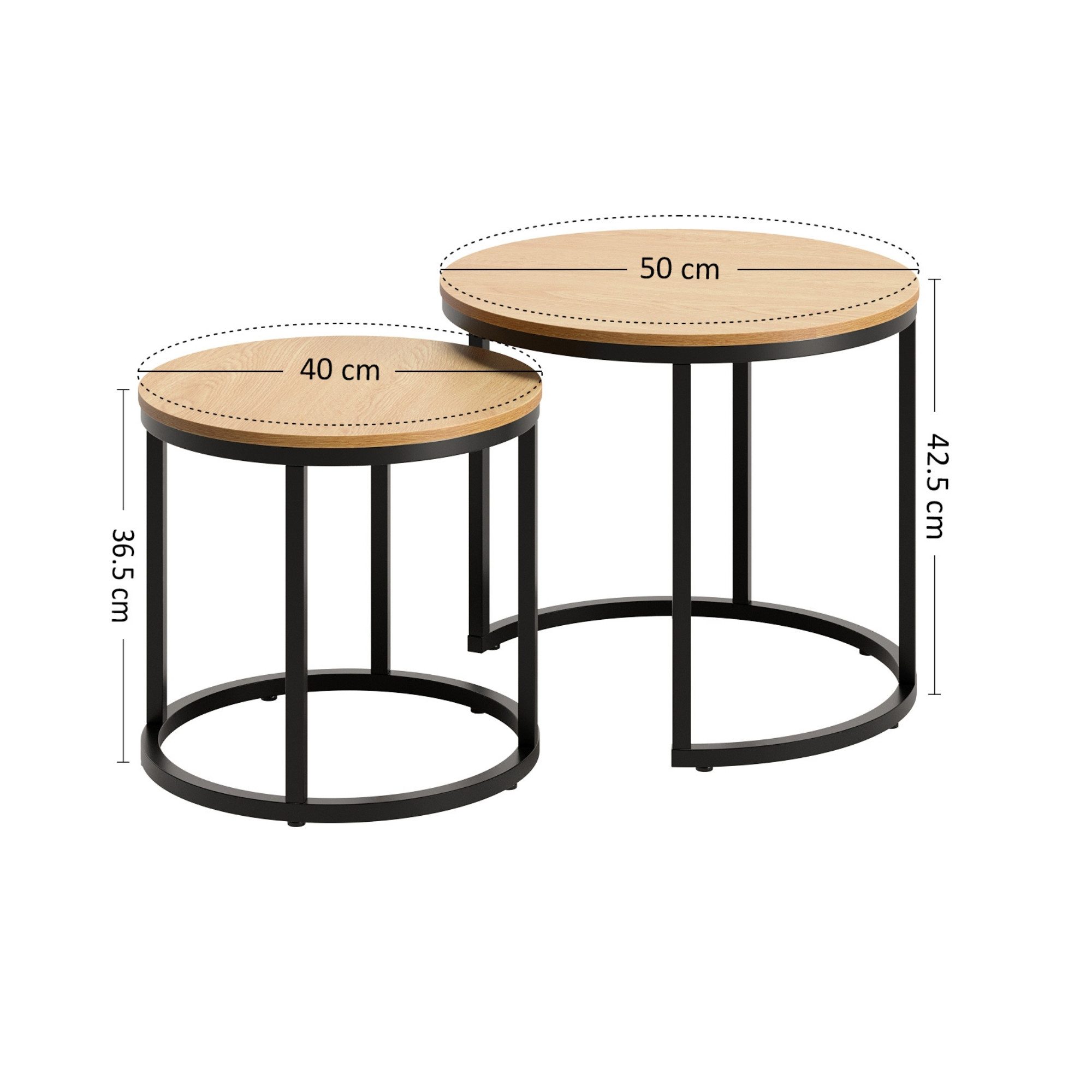 Home Collective Couchtisch Kleiner 2er Set aus Holz, Wohnzimmertisch Modern (Beistelltisch Set 2 in 1 mit Metallgestell, Büro Beistelltisch Loft Design TWIN, kr – Bild 3 von 3