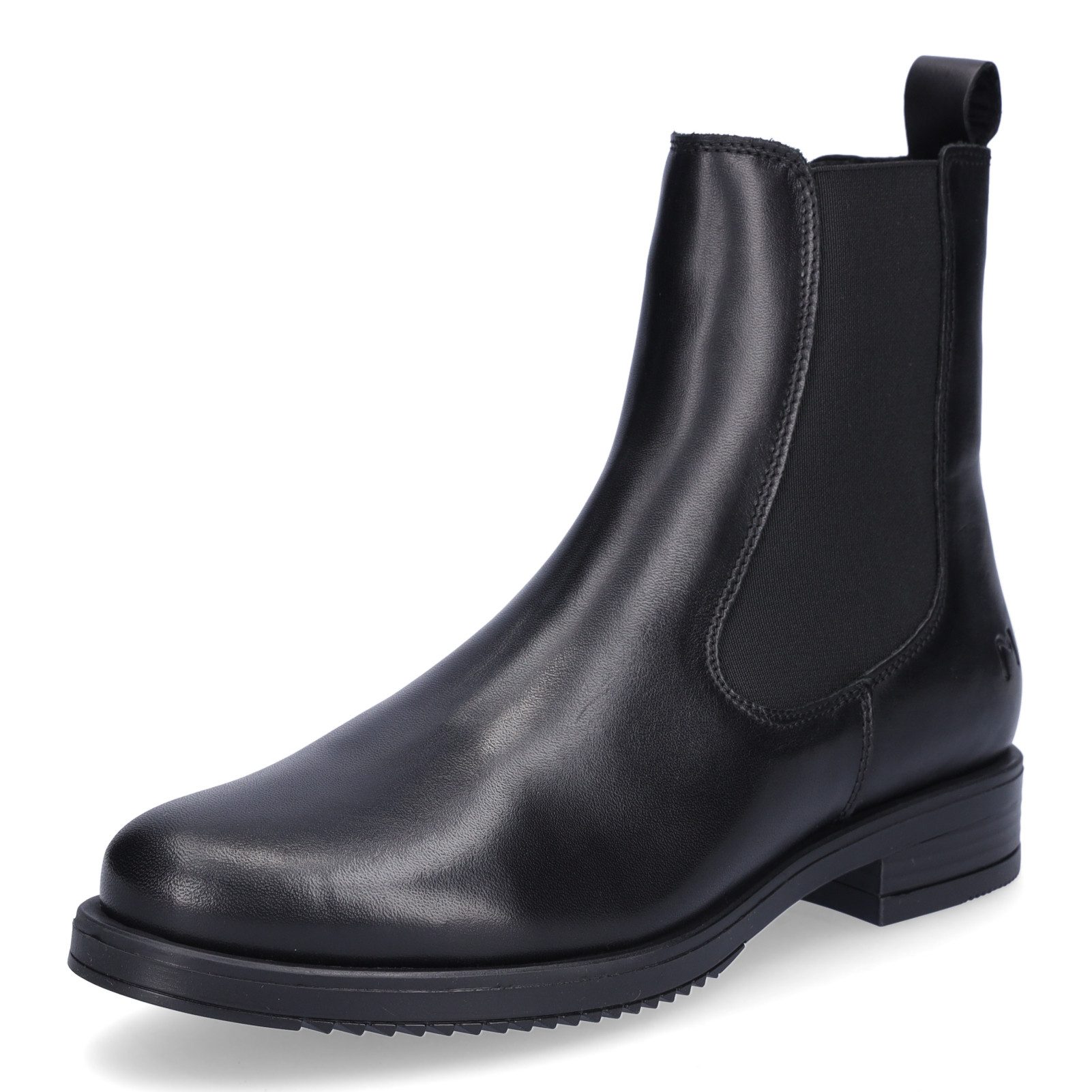 MIDS MARIKA Damen Chelseaboots Glattleder in Schwarz, 15 cm Schaft, Profil-Gummisohle & Textilfutter