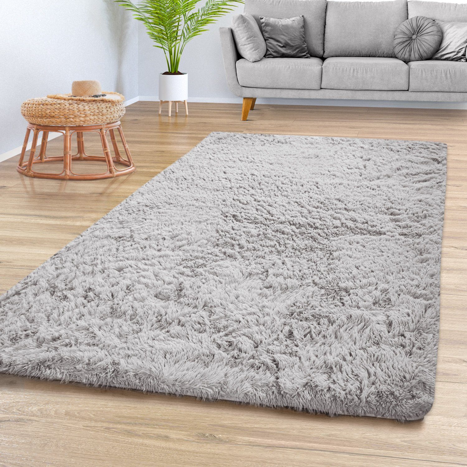 Hochflor-Teppich Teppich Wohnzimmer Hochflor Langflor Shaggy Weich, TT Home, Läufer, Höhe: 37 mm