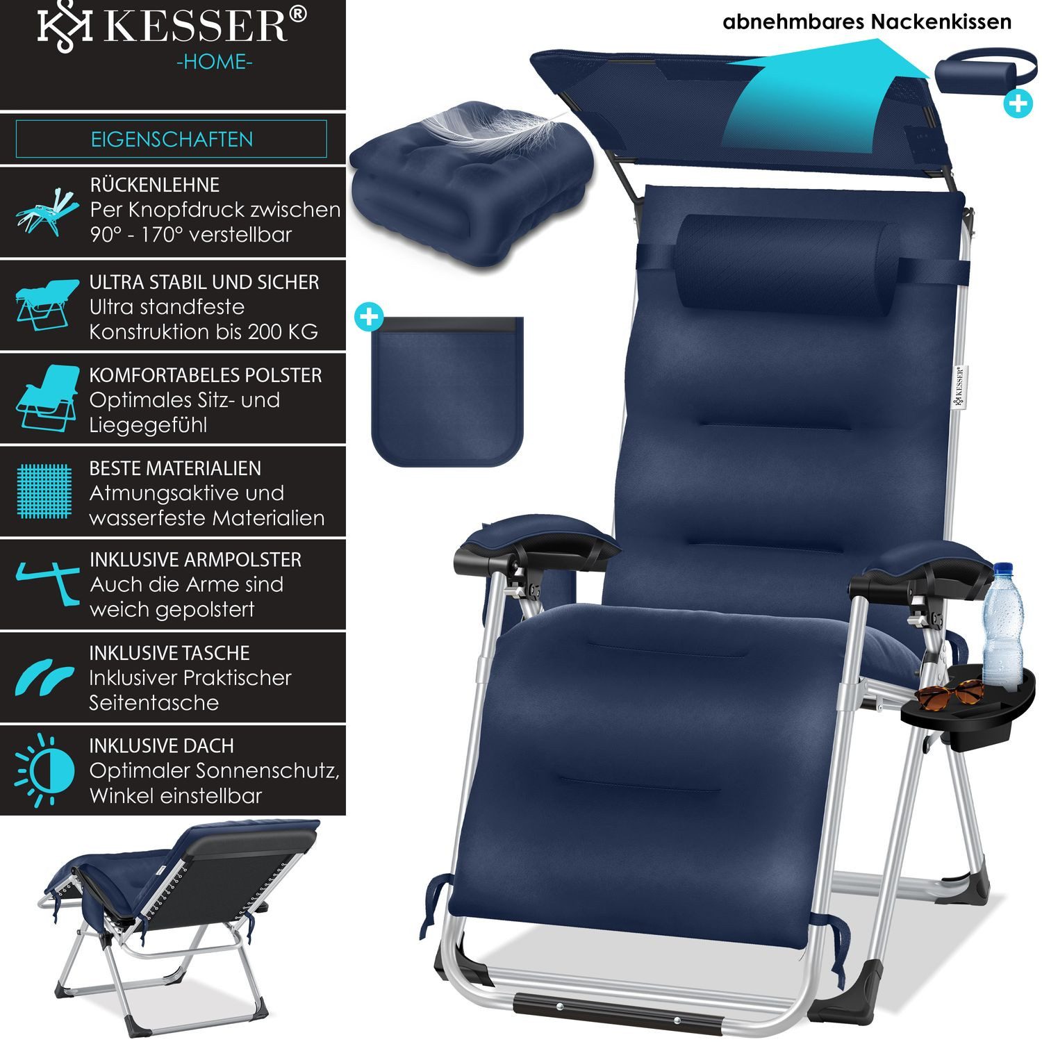 KESSER Gartenliege, Sonnenliege Liegestuhl Klappbar + günstig online kaufen
