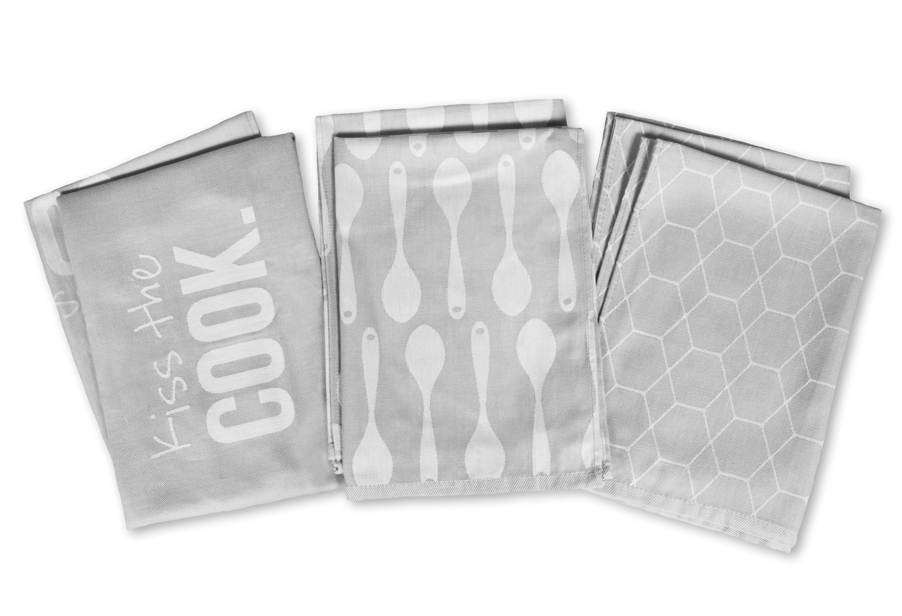 jilda-tex Geschirrtuch Kiss The Cook, (Set, 6-tlg., 6 Geschirrtücher mit Mo günstig online kaufen