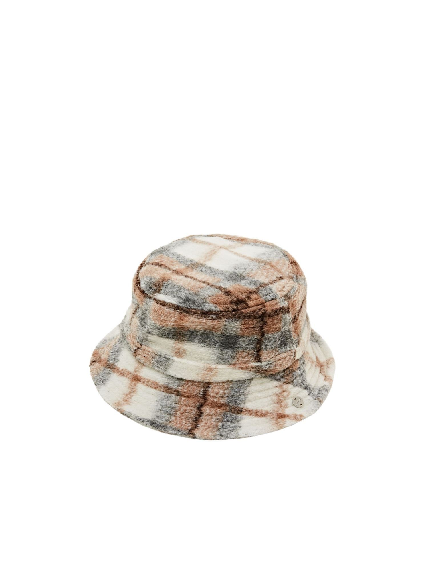 Esprit Fischerhut Karierter Bucket Hat aus weich aufgerautem Stoff, Weich  aufgerautes Material mit wollähnlicher Haptik