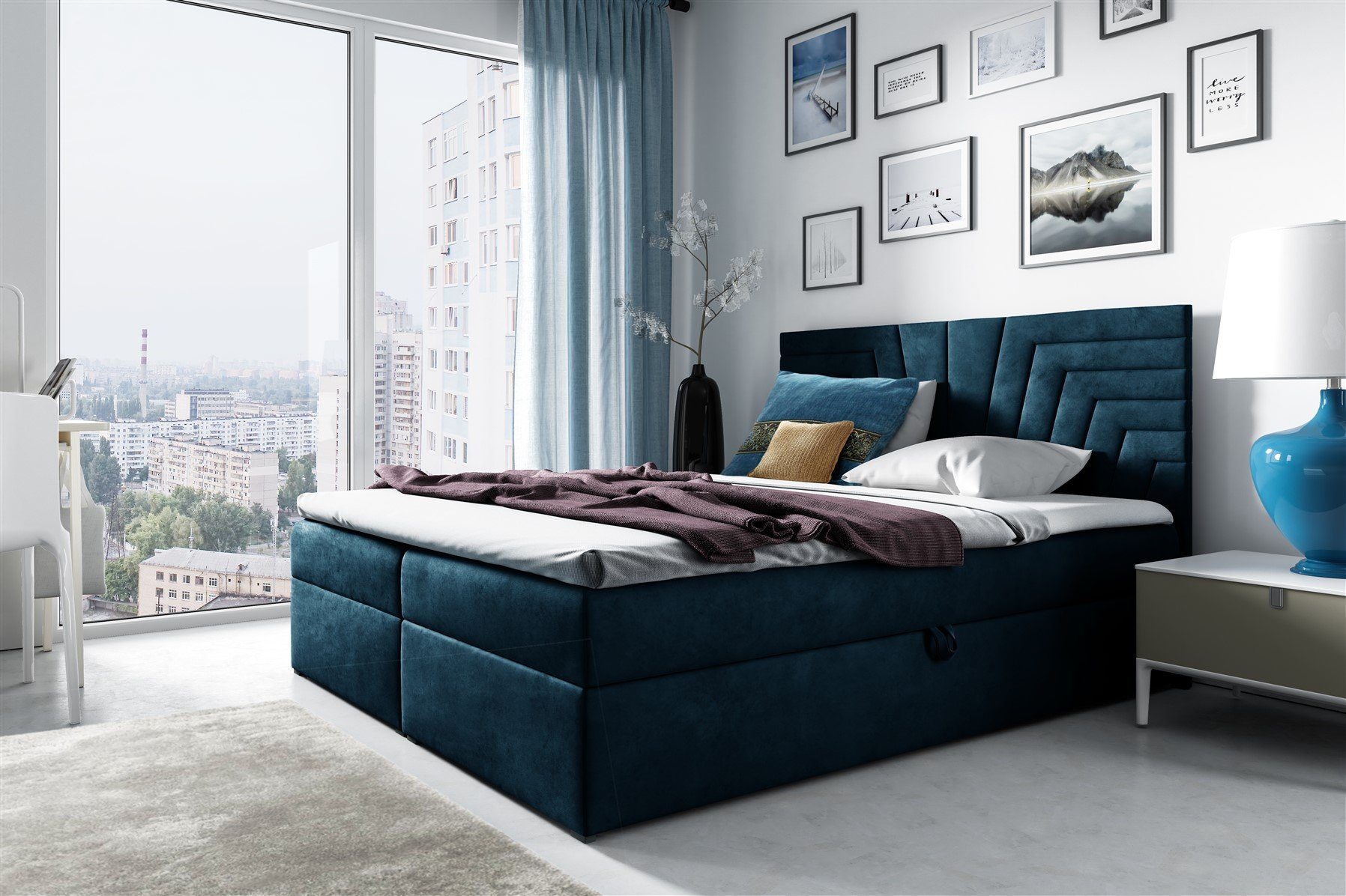 Fun Möbel Boxspringbett Boxspringbett Schlafzimmerbett LAZARO Nr.7 in Stoff günstig online kaufen