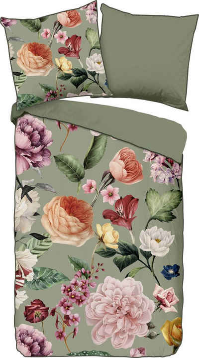 Wendebettwäsche Fiori, Descanso, Satin (Bio-Baumwolle), 2 teilig, mit Biese