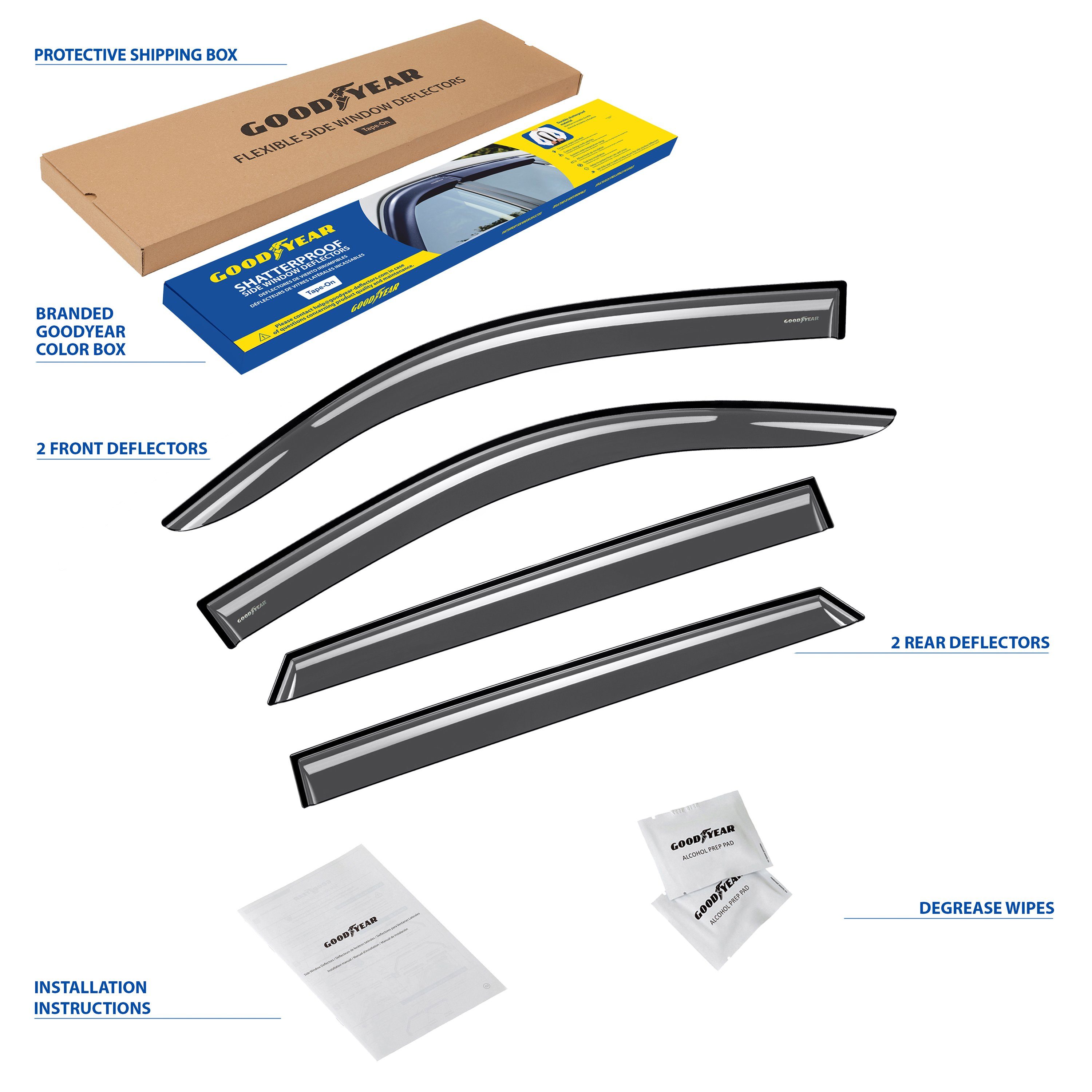 Anklebbare St) 4 Tucson Auto-Fußmatte 2015-2020, (4 Hyundai Stück Goodyear Deflektoren,