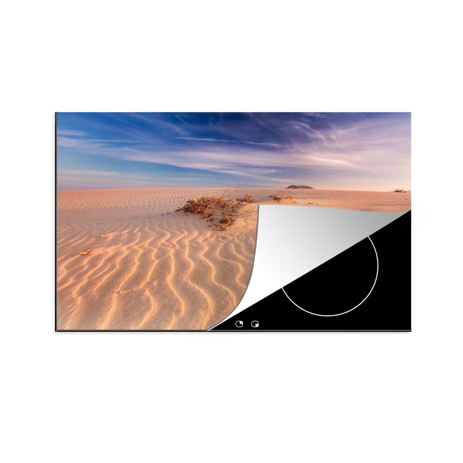 MuchoWow Herdblende-/Abdeckplatte An den Dünen von Fuerteventura bilden sich wunderschöne Sandwellen, Vinyl, (1 tlg), 81x52 cm, Induktionskochfeld Schutz für die küche, Ceranfeldabdeckung