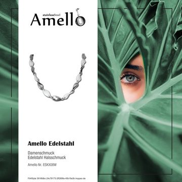 Amello Edelstahlkette Amello Welle Halskette silber weiß (Halsketten, Halskette), Damen Halsketten (Welle) aus Edelstahl (Stainless Steel)