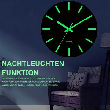 Welikera Wanduhr 12" Wanduhr, Geräuschlos, Mit Nachtlichtfunktion