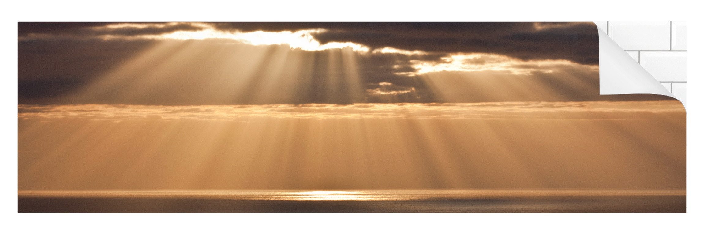 Bilderdepot24 Küchenrückwand selbstklebend gold Strand Maritim, (1-tlg., Nischenrückwand - für Fliesenspiegel ohne Bohren - glänzend), Nischenrückwand fugenlos Wandpaneel Küche Herd