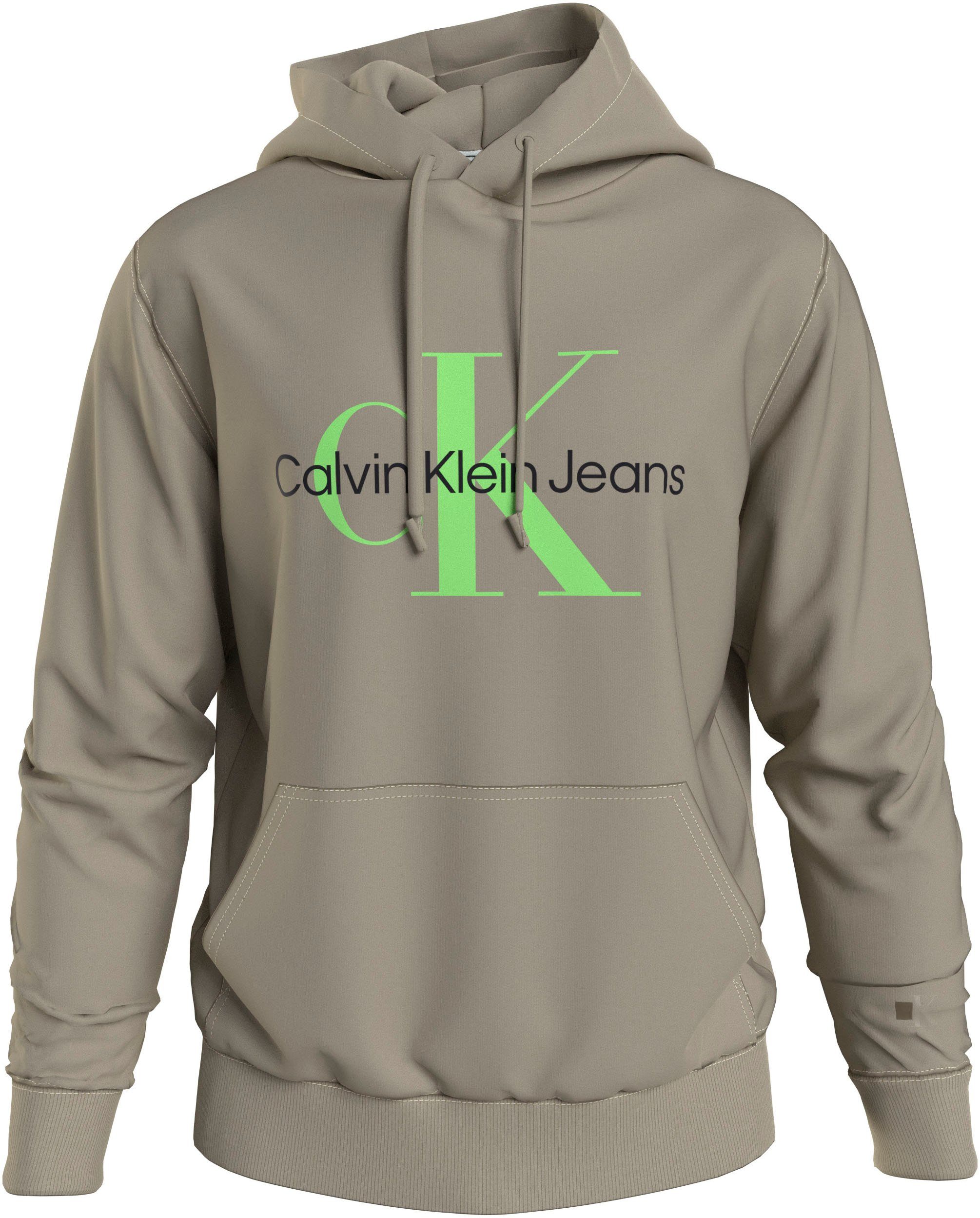 Calvin Klein Jeans mit MONOLOGO Logoprägung Light Plaza Kapuzensweatshirt HOODIE SEASONAL Taupe/Acid REGULAR