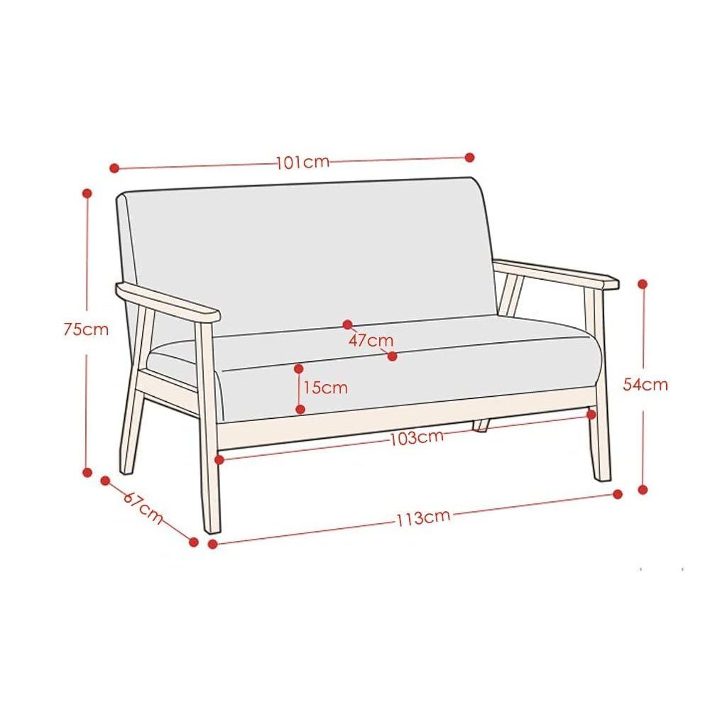 YOLEO 2-Sitzer Stoffsofa Couch mit Holz günstig online kaufen