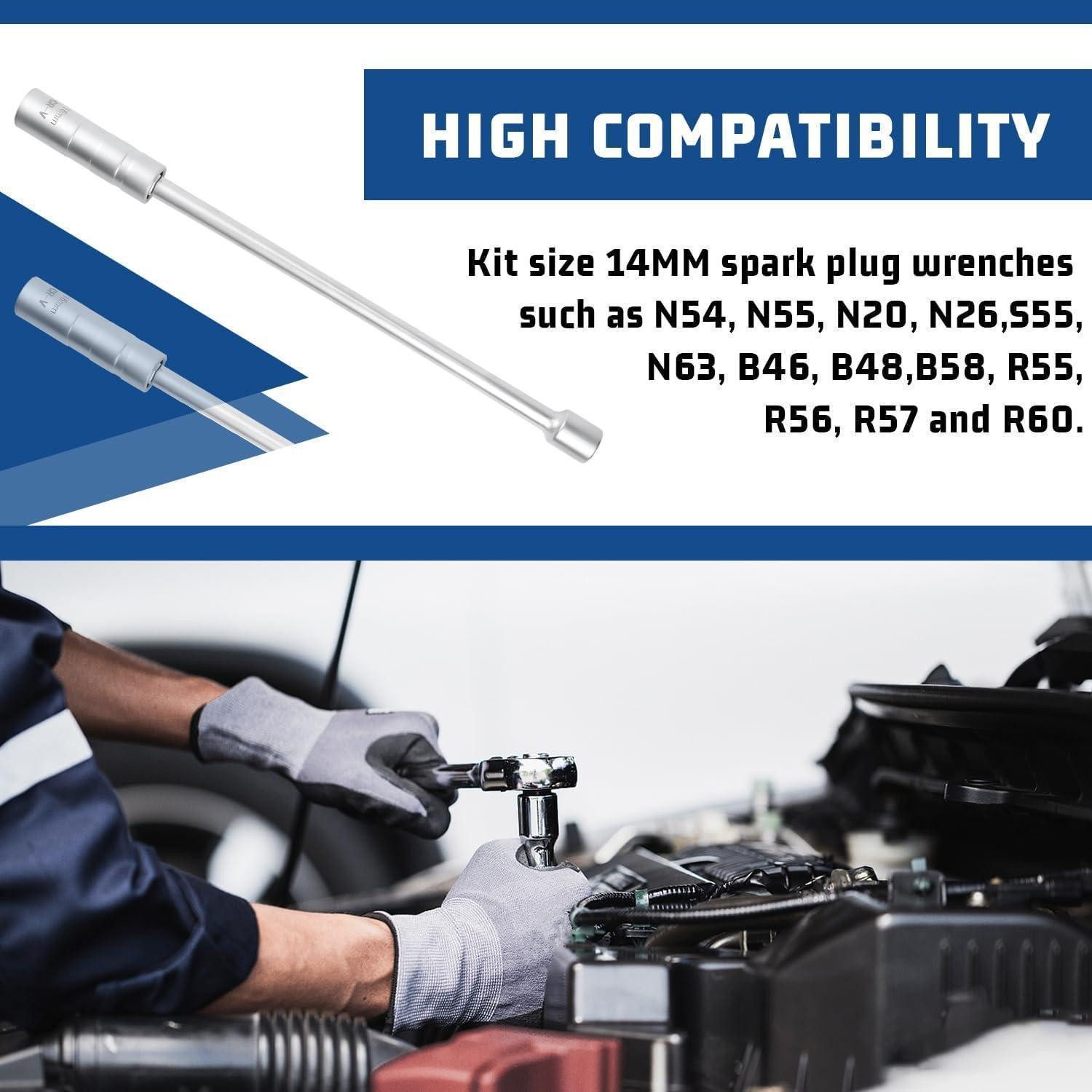 LuxusKollektion Bit- und Steckschlüsselset Zündkerzenschlüssel Satz 14mm 16mm Magnet flexibel Langer Griff-16 mm