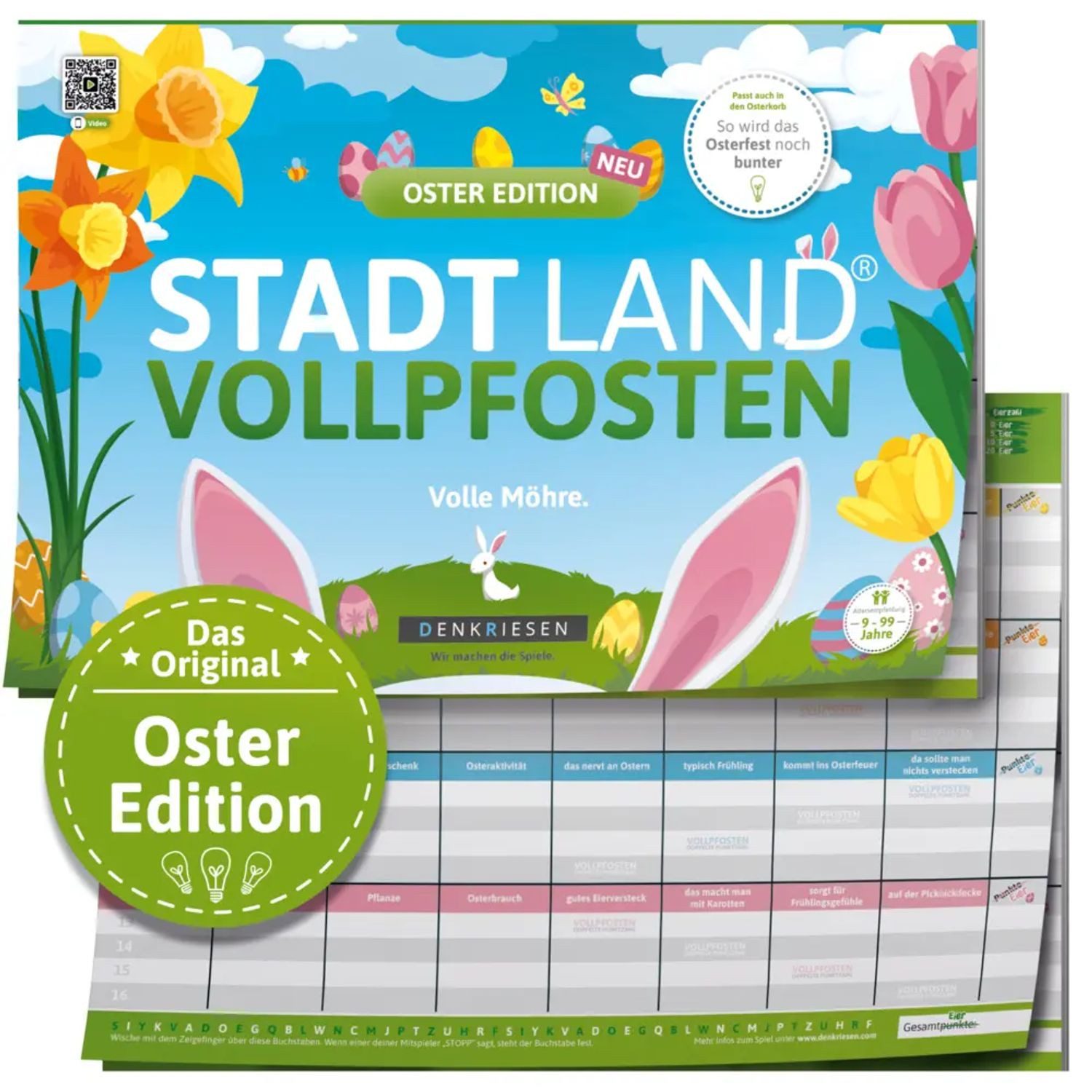 Denkriesen Spiel DENKRIESEN - STADT LAND VOLLPFOSTEN® - OSTER EDITION - "Volle Möhre."