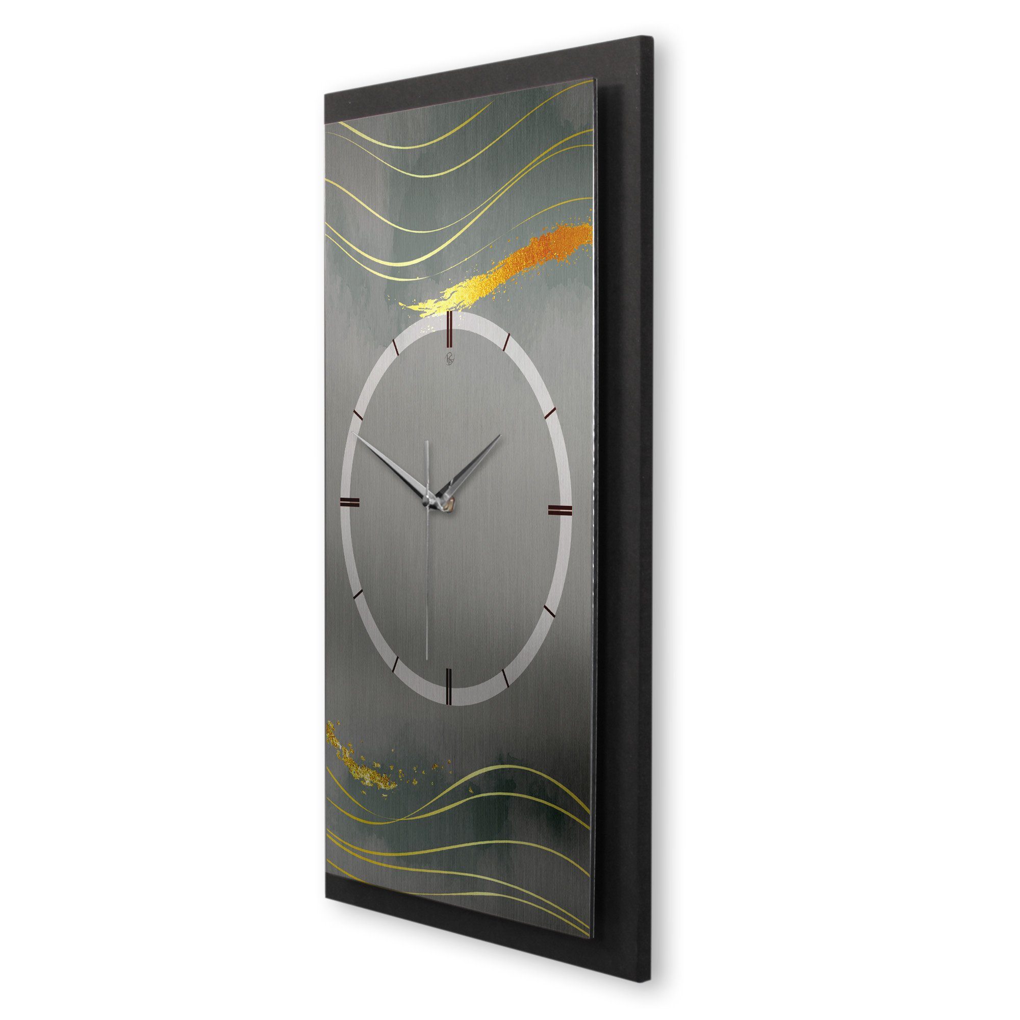 Kreative Feder Wanduhr 3D Designer-Wanduhr Dark Grey & Waves (ohne Ticken, günstig online kaufen