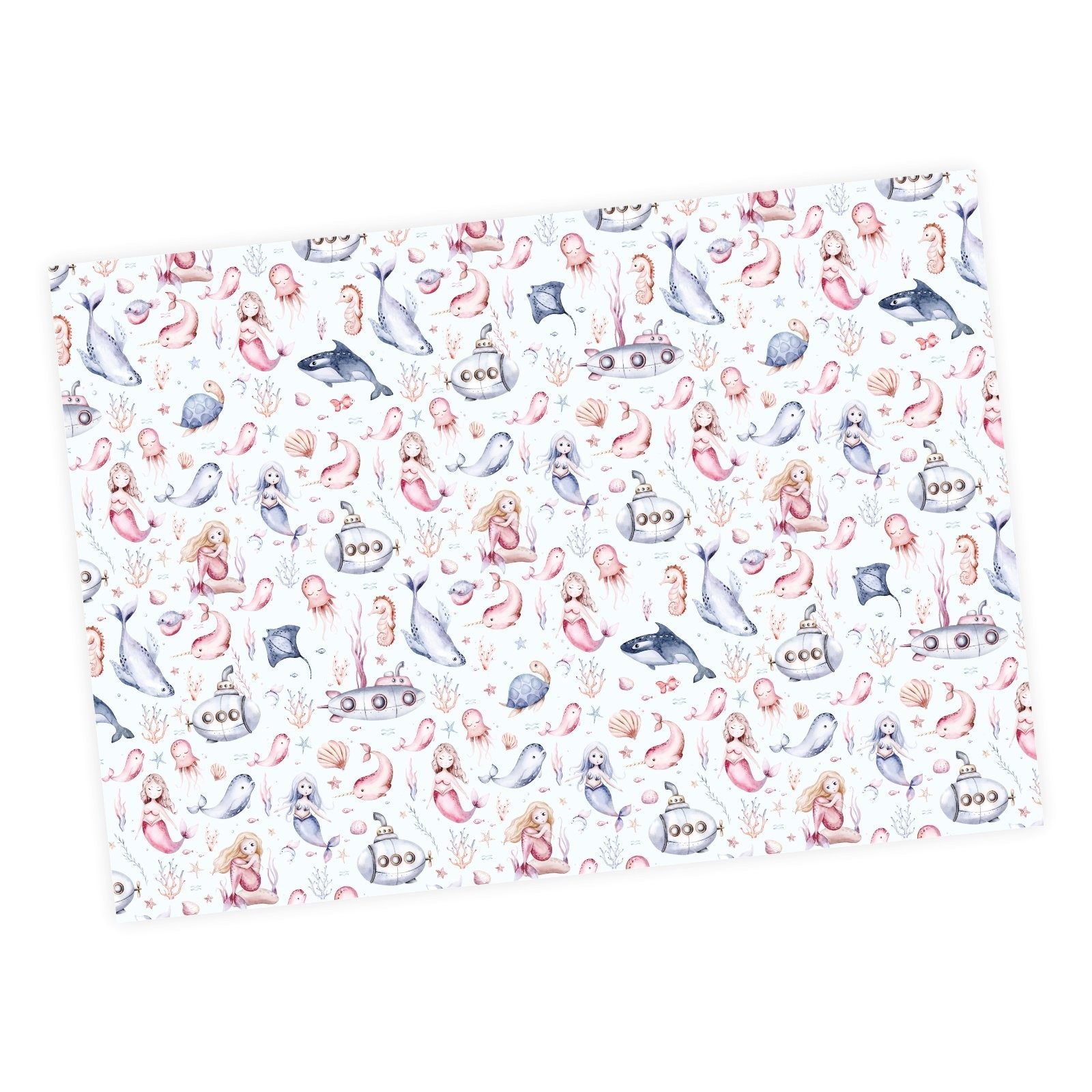nikima Geschenkpapier 5 Bögen Geschenkpapier Meerjungfrau - 1,60€/qm- 84,1 x 59,4 cm, 5 Bögen