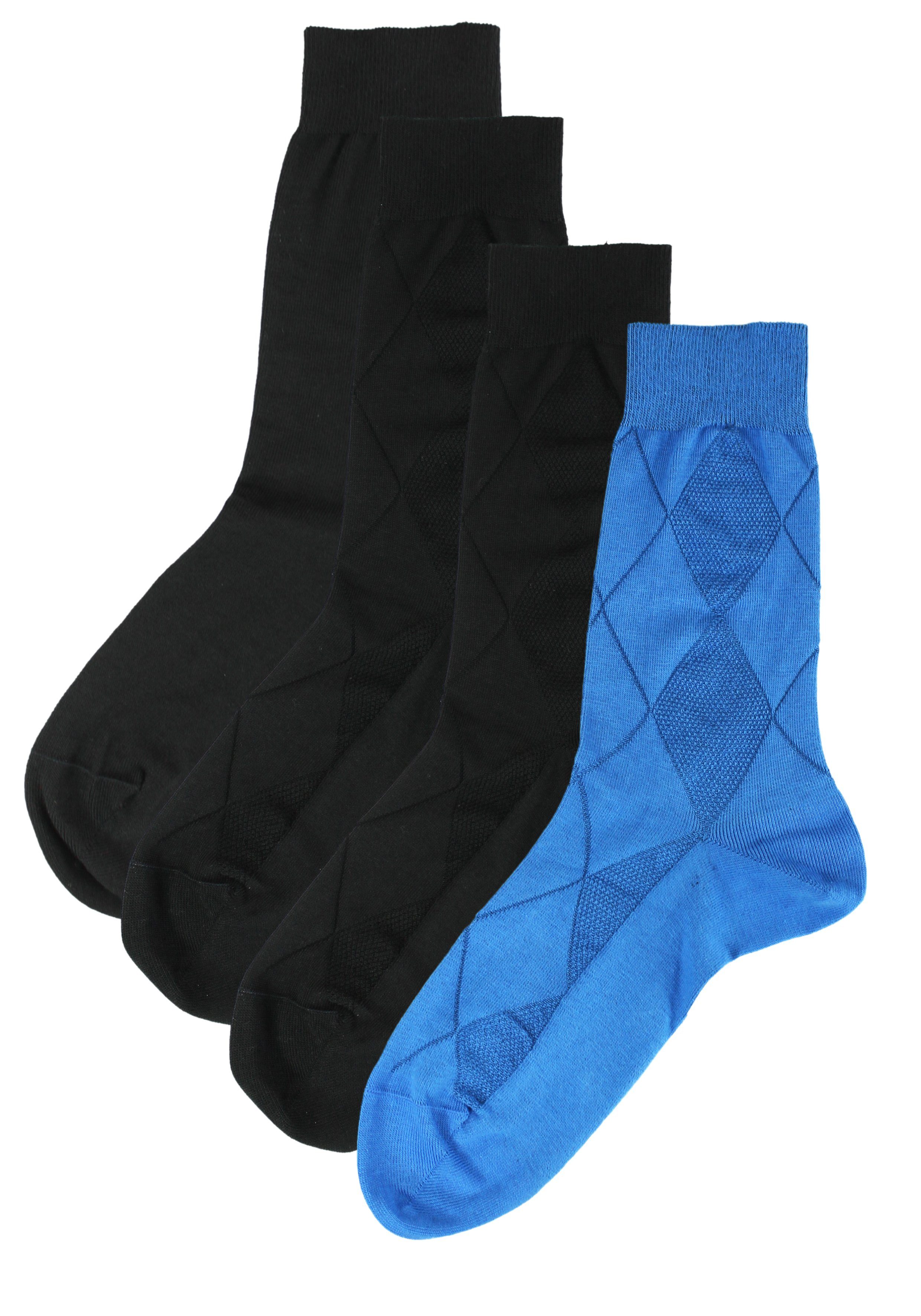 Rogo Socken Strukturen (4-Paar) mit Strukturmuster blau, schwarz