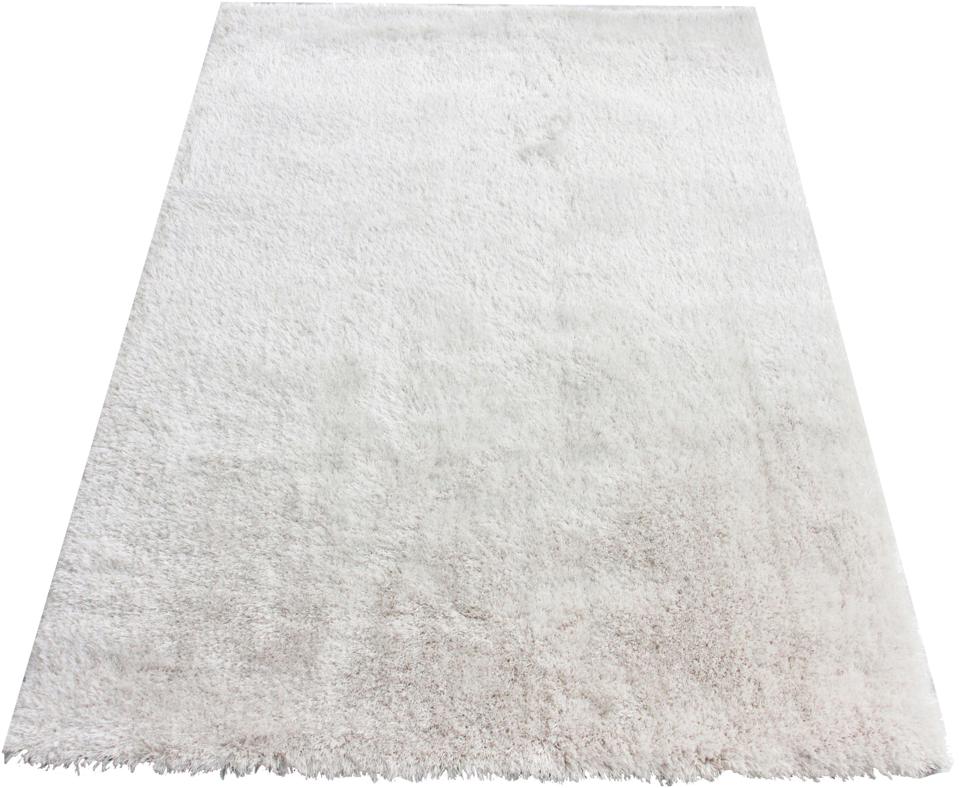 Hochflor-Teppich Lagos, Leonique, rechteckig, Höhe: 45 mm, Mikrofaser Teppiche, flauschig, einfarbig, Wohnzimmer, Schlafzimmer weiß