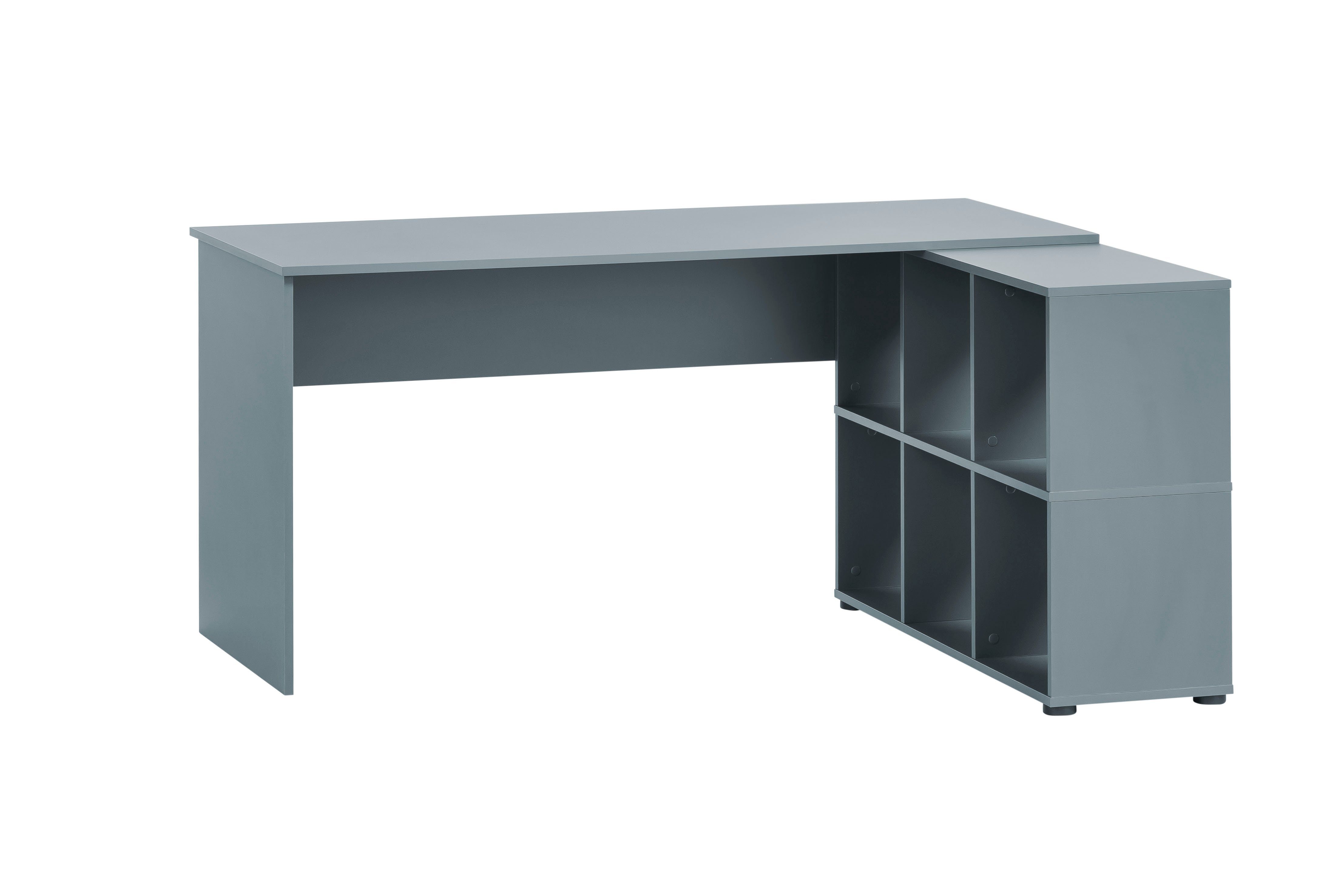 PROREGAL® Eckschreibtisch Möbelpartner Schreibtisch rechteckig HxBxT Jaguar, Blau 73,6x150x121,6cm