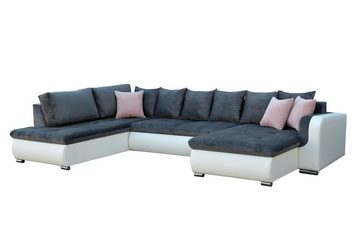 Furnix Wohnlandschaft FIORENZO XXL Sofa mit Schlaffunktion Sofakissen Couch U-Form 4 Farben, komfortabel, strapazierfähig, pflegeleicht & funktional