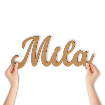 Namofactur LED Dekolicht Name Mila Deko Licht Kinder & Erwachsene Wandlampe I MDF Holz, LED fest integriert, Warmweiß