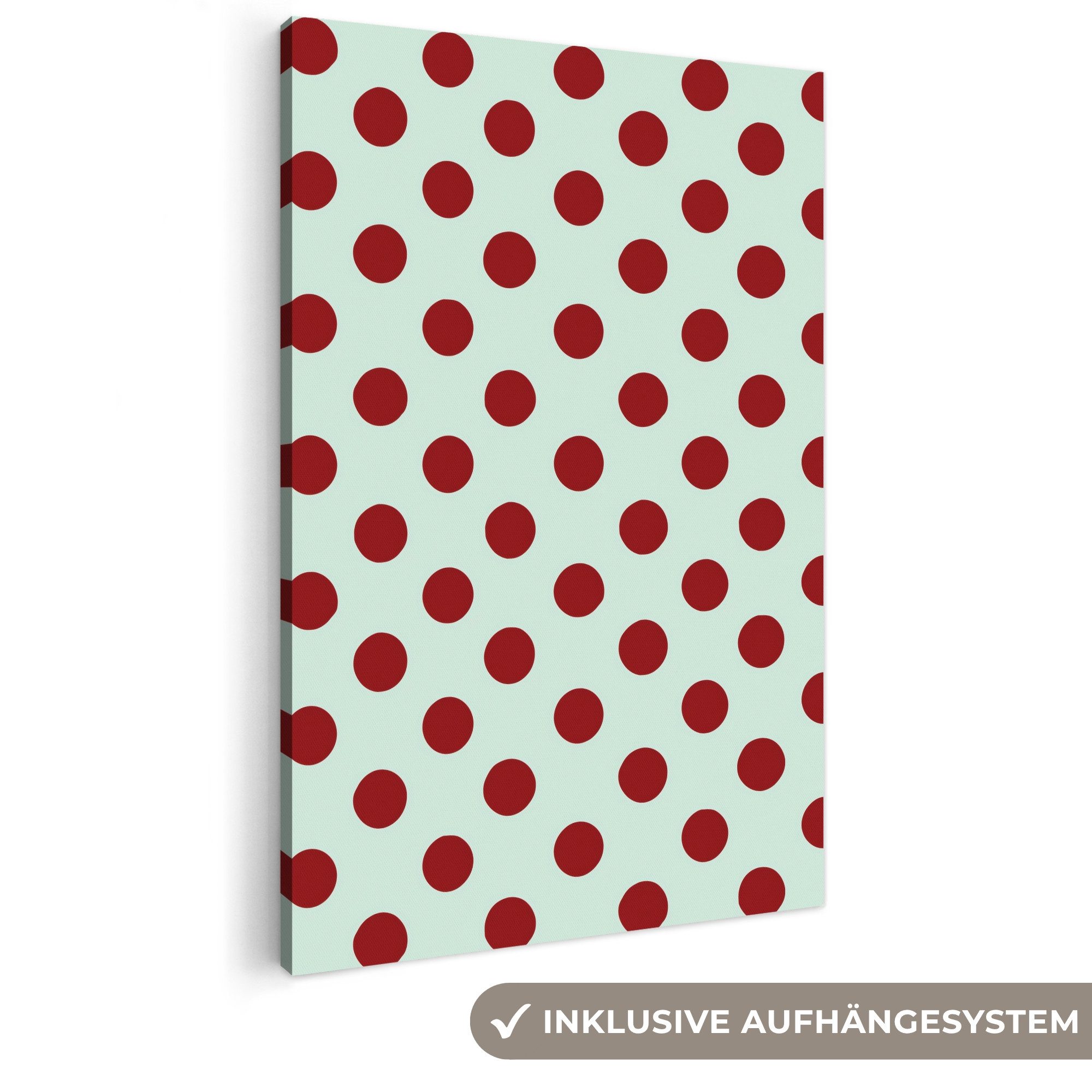 OneMillionCanvasses® Leinwandbild Tupfen - Punkte - Rot, Fotodruck (1 St), Bilder groß Wohnzimmer Schlafzimmer 80x120 cm