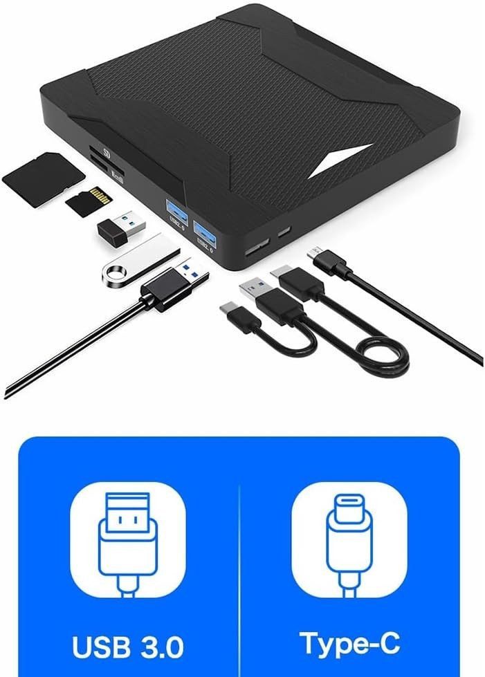 FELIXLEO Externer USB DVD Laufwerk USB 3.0 Typ C CD DVD Brenner Blu-ray-Brenner