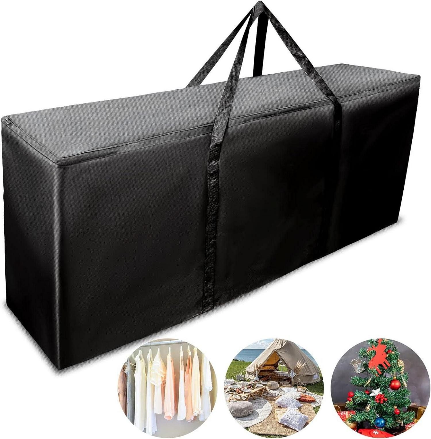 Gartenmöbel-Schutzhülle Garten-Aufbewahrungstasche 420D Oxford-Gewebe schwarz 128x32x50cm