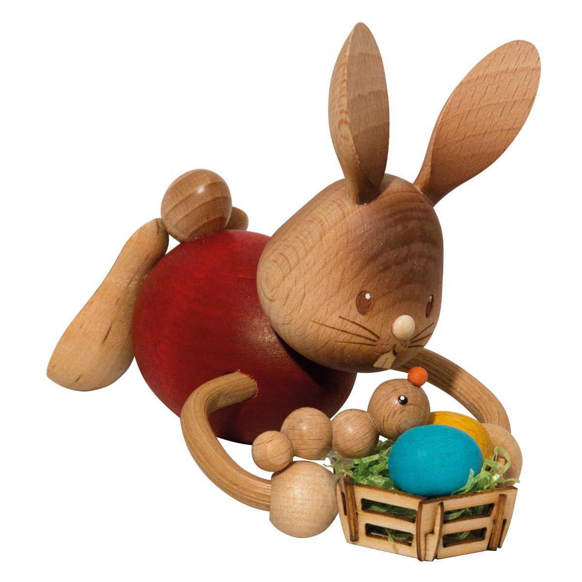 Kuhnert Osterhase Kuhnert Stupsi Hase mit Ostereierkorb (1 St., Neuheit 2026), 100% Made in Germany, Erzgebirgische Holzkunst