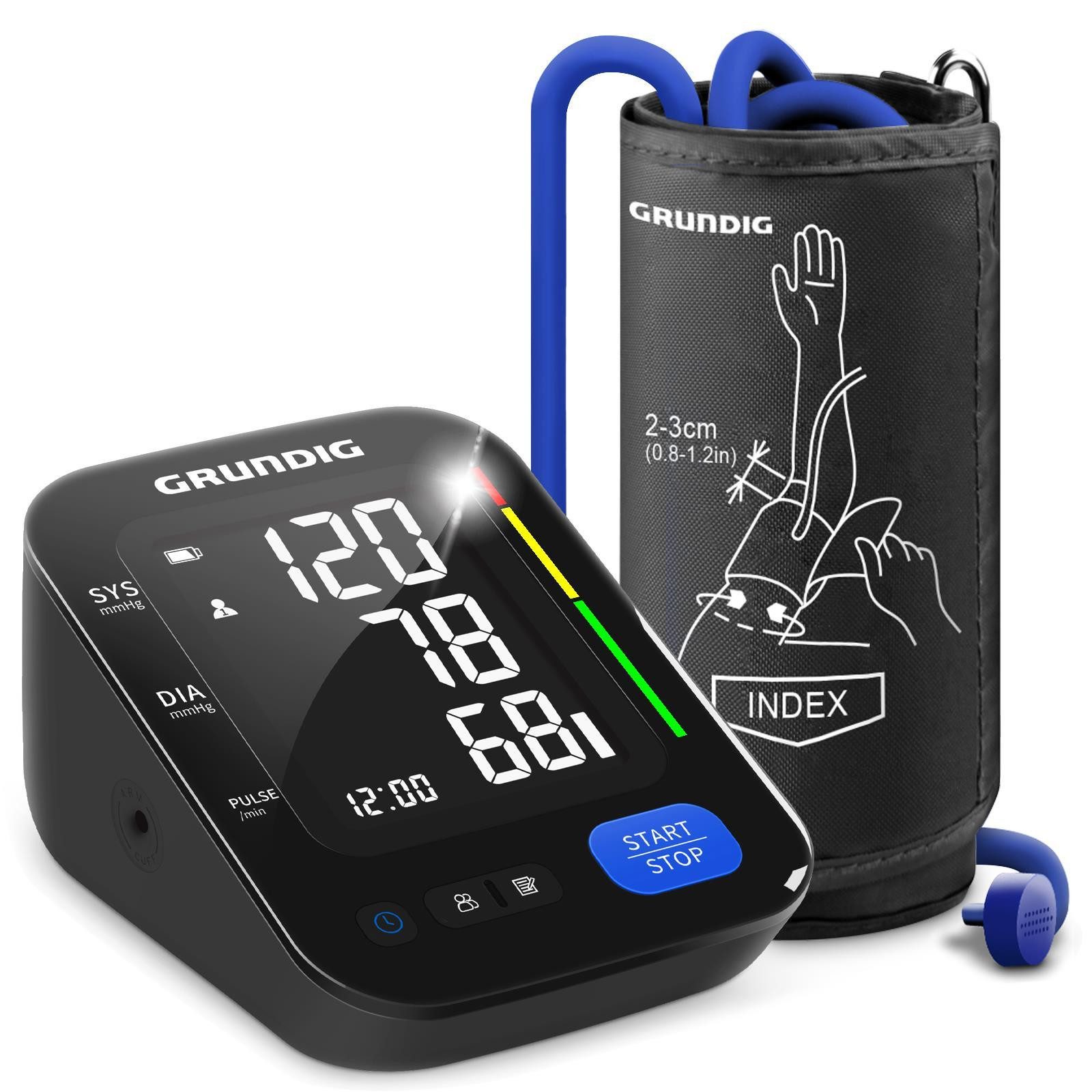 Grundig Blutdruckmessgerät Blutdruckmessgerät hochpräzise einfache Bedienung Oberarm, hochpräzise, einfachste Bedienung, perfekt ablesbar