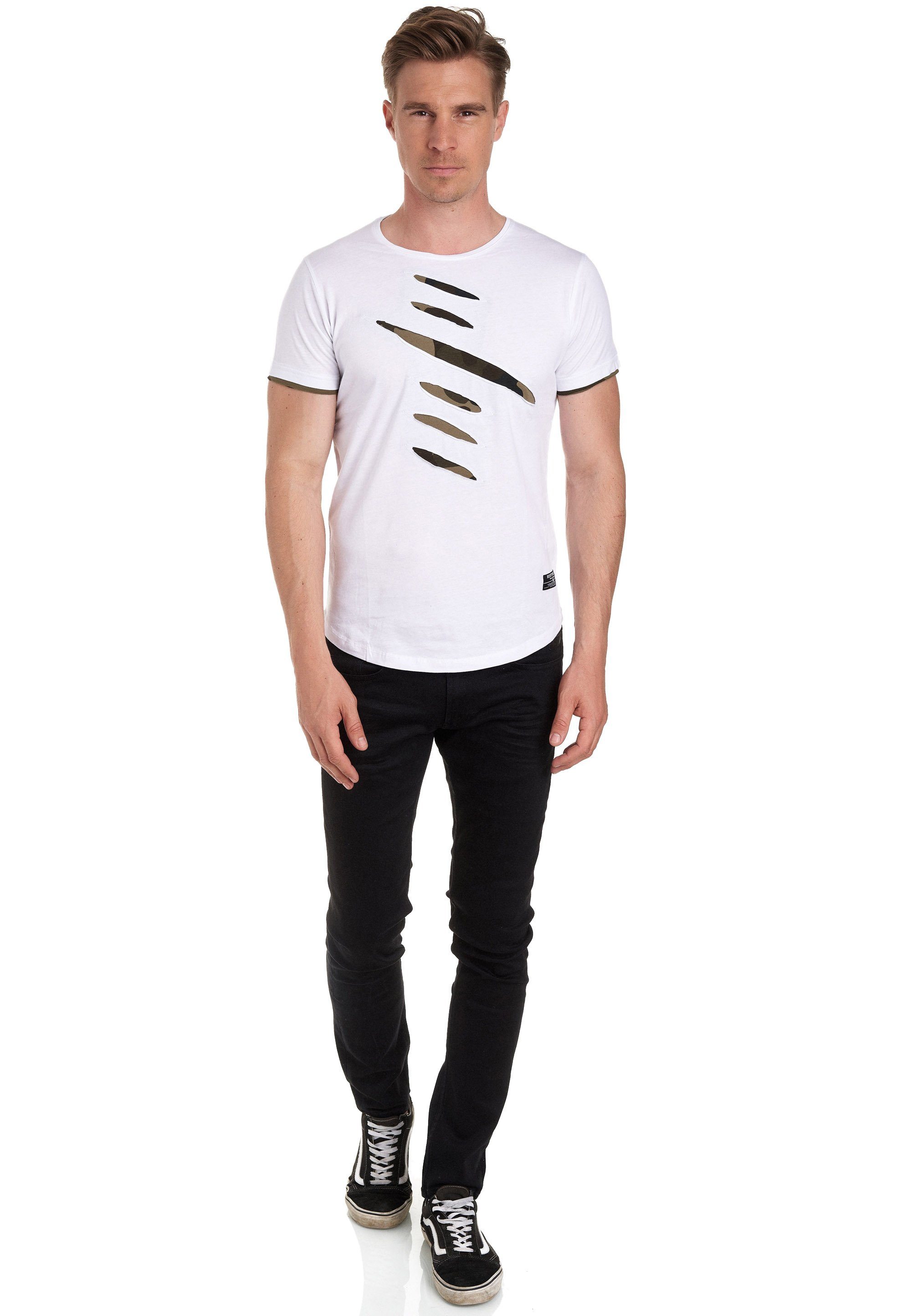 trendigen 2-in-1-Design Rusty Neal im weiß T-Shirt