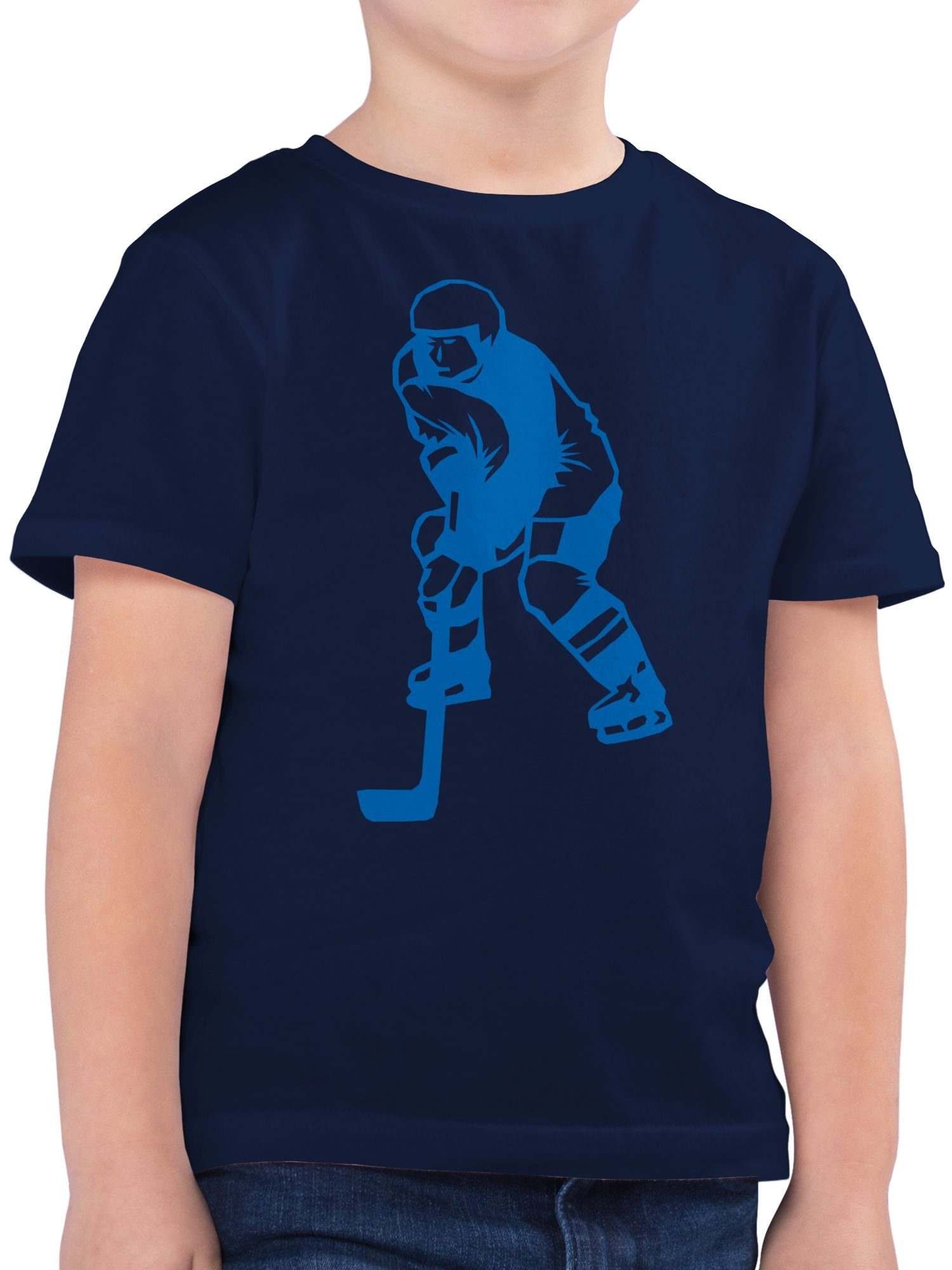Shirtracer T-Shirt Eishockeyspieler blau Kinder Sport Kleidung 1 Dunkelblau