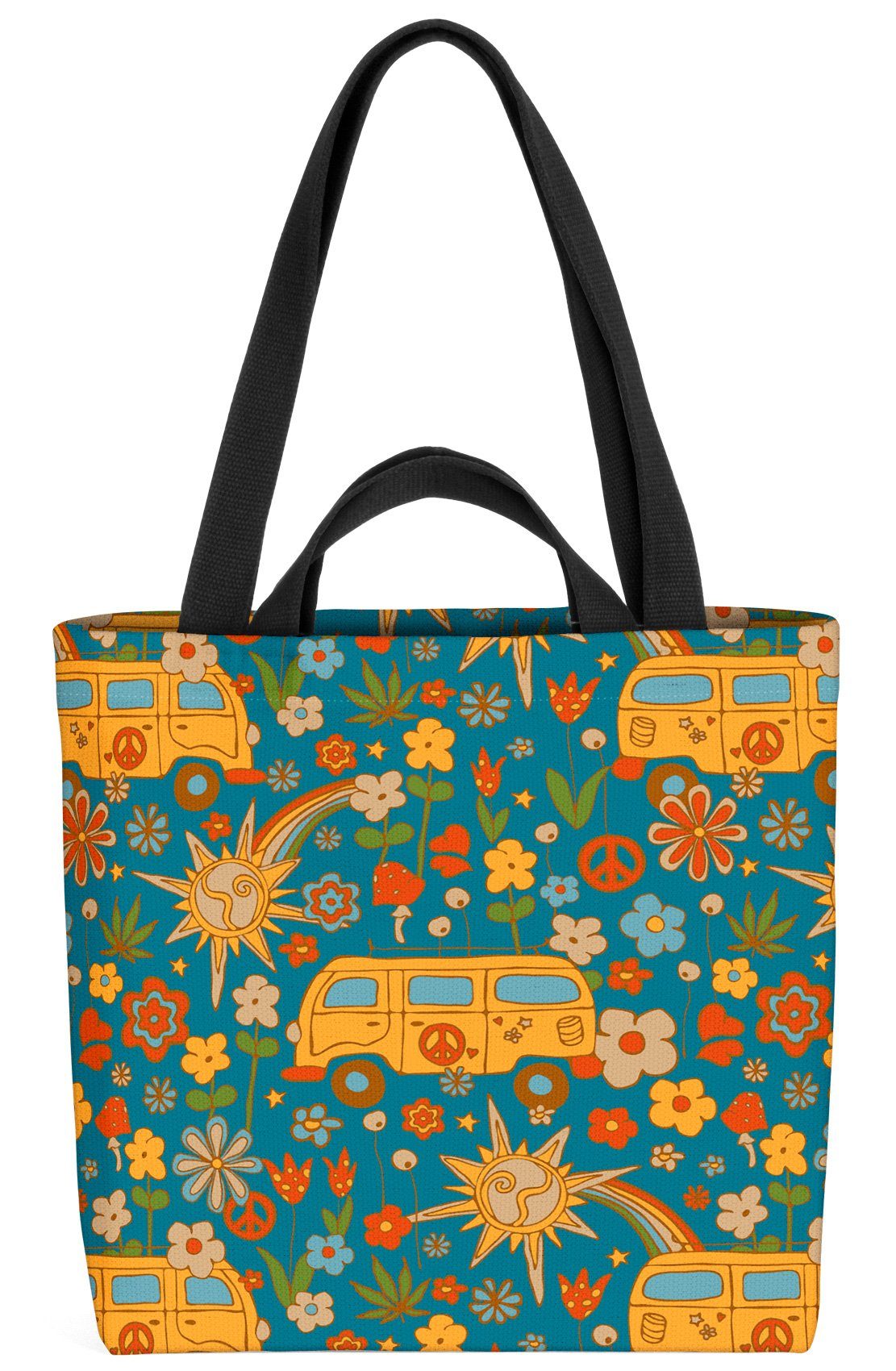 VOID Henkeltasche Retro (1-tlg), 70er Flower wohnwagen camper Blumen Hippie Power campin Camping