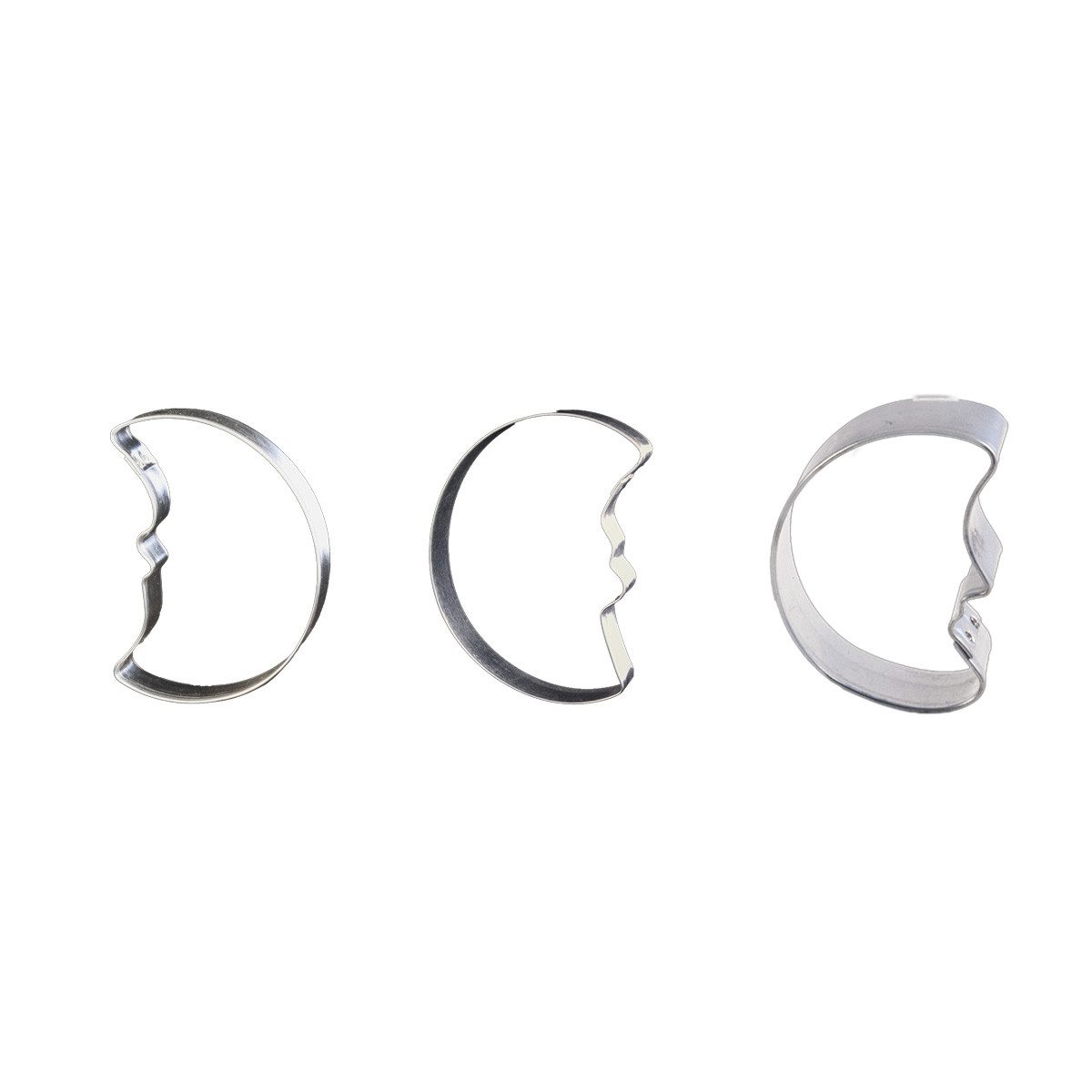 LARES Ausstechform 3er Set Mond - in den Größen 5-19 cm - aus beständigem Weißblech, Weißblech, lebensmittelecht - für kleine und große Backfans - Made in Germany