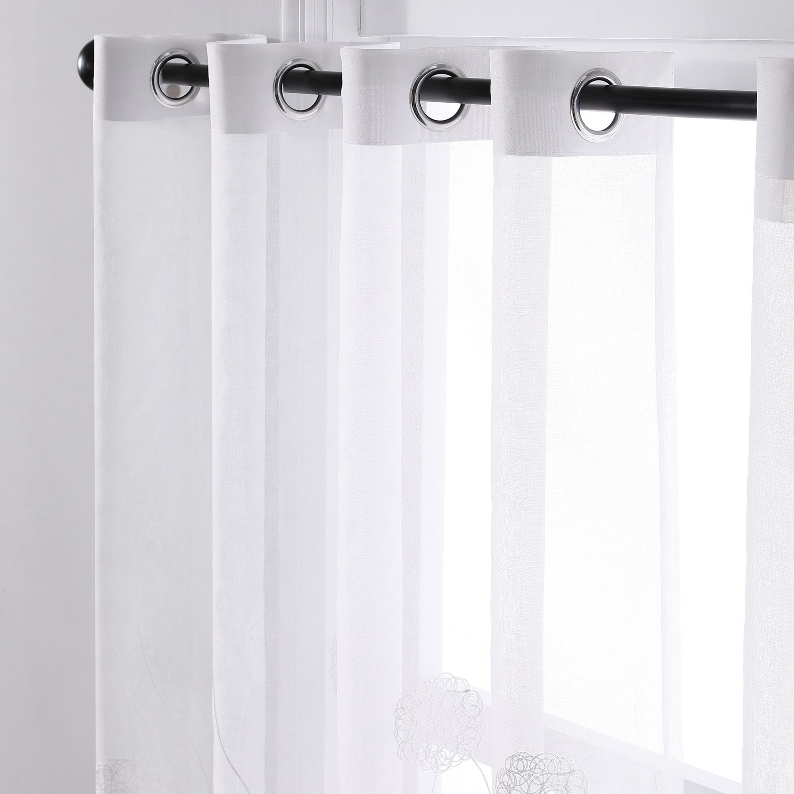 Qelus Vorhang 2er Set Sheer Voile Vorhänge Transparent Gardinen mit Ösen (2 günstig online kaufen