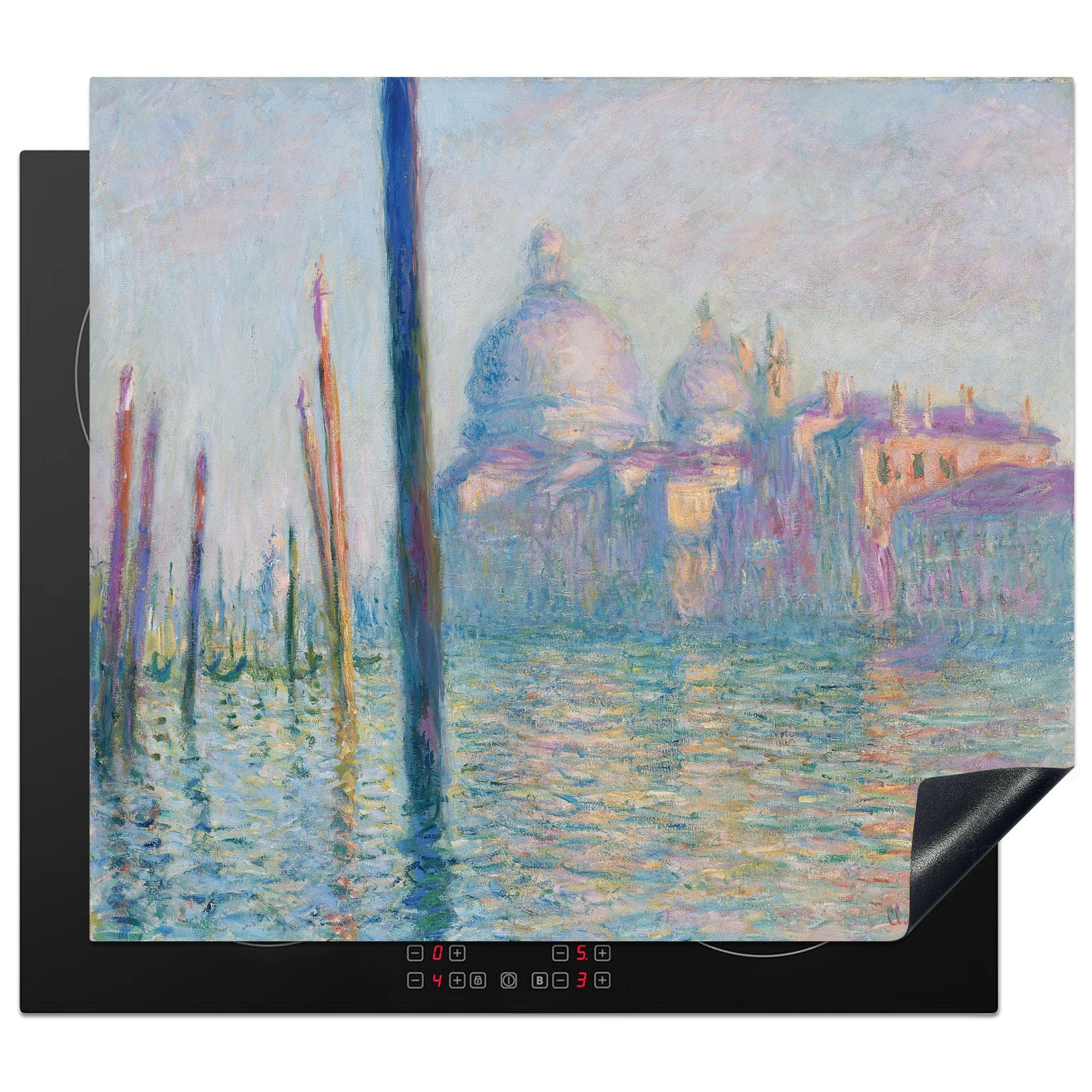 MuchoWow Herdblende-/Abdeckplatte Der Canal Grande, Venedig - Gemälde von Claude Monet, Vinyl, (1 tlg), 59x52 cm, Ceranfeldabdeckung für die küche, Induktionsmatte