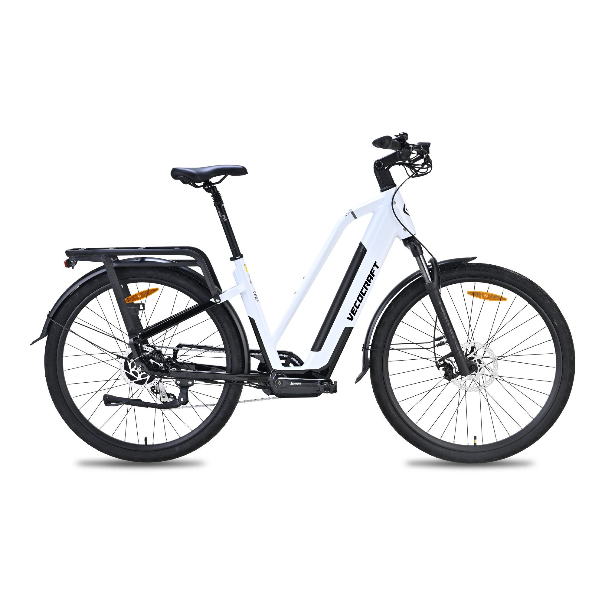 VECOCRAFT E-Bike Cityrad Alltagspedelec 28 Zoll Elektrofahrrad 48V 12Ah Akku bis 100km GAEA, 8 Gang shimano, Heckmotor, 576 Wh, (E-Cityrad), Doppelscheibenbremse,maximale Zuladung 100 kg für Damen und Herren