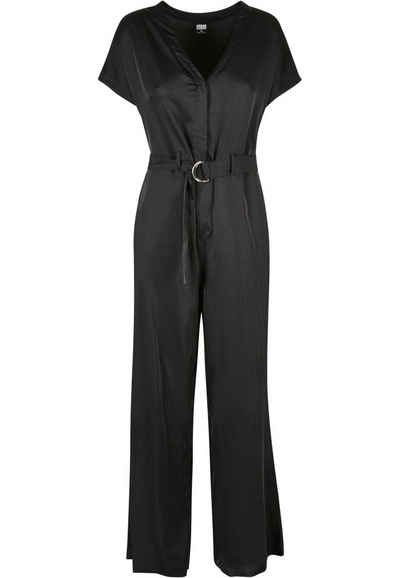 URBAN CLASSICS Jumpsuit Damen Ladies Satin Wide Leg Belt Jumpsuit (1-tlg)