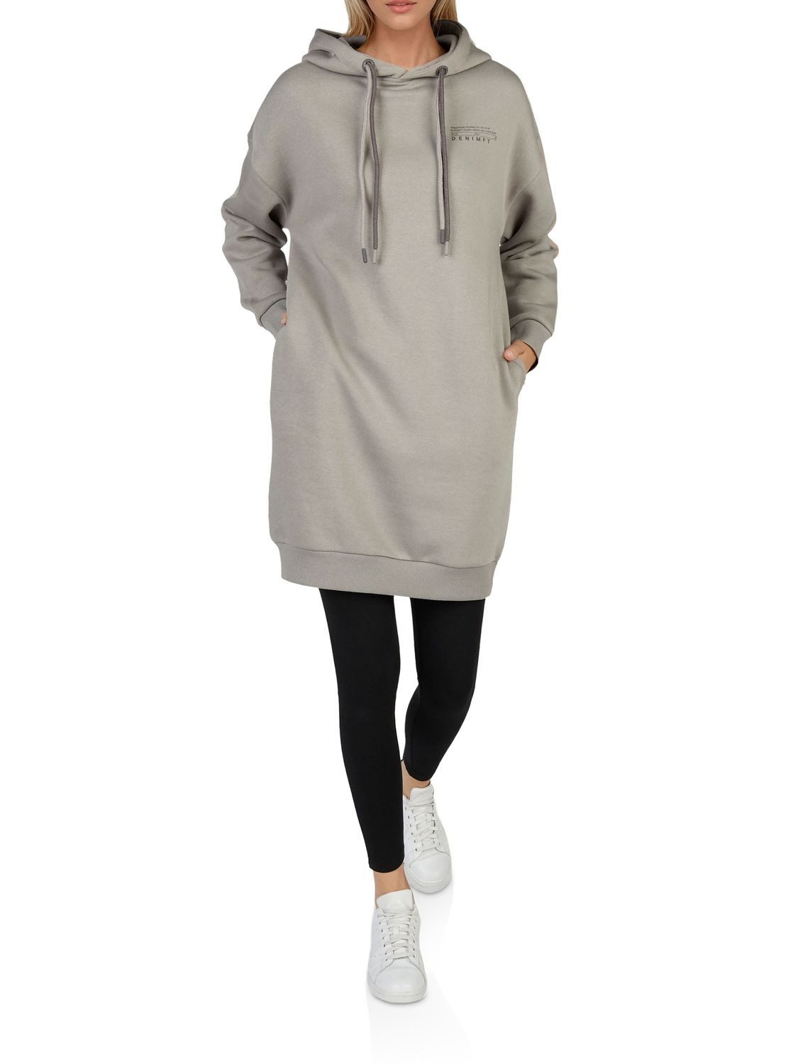 DENIMFY Sweatkleid Damen Kapuzenpullover DFAnna Oversize Freizeitkleid mit Kapuze